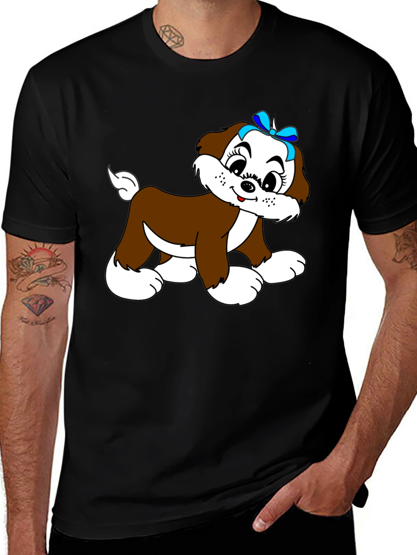 Variant 19 of Cute Puppy Graphic Tee - Black Unisex T-Shirt