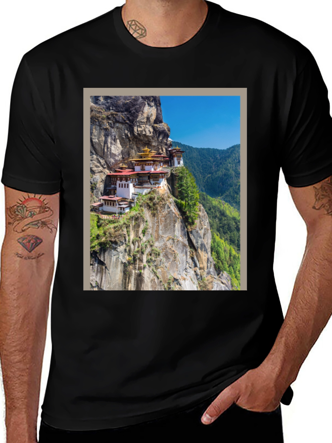 Variant 3 of Cliffside Monastery Graphic Tee