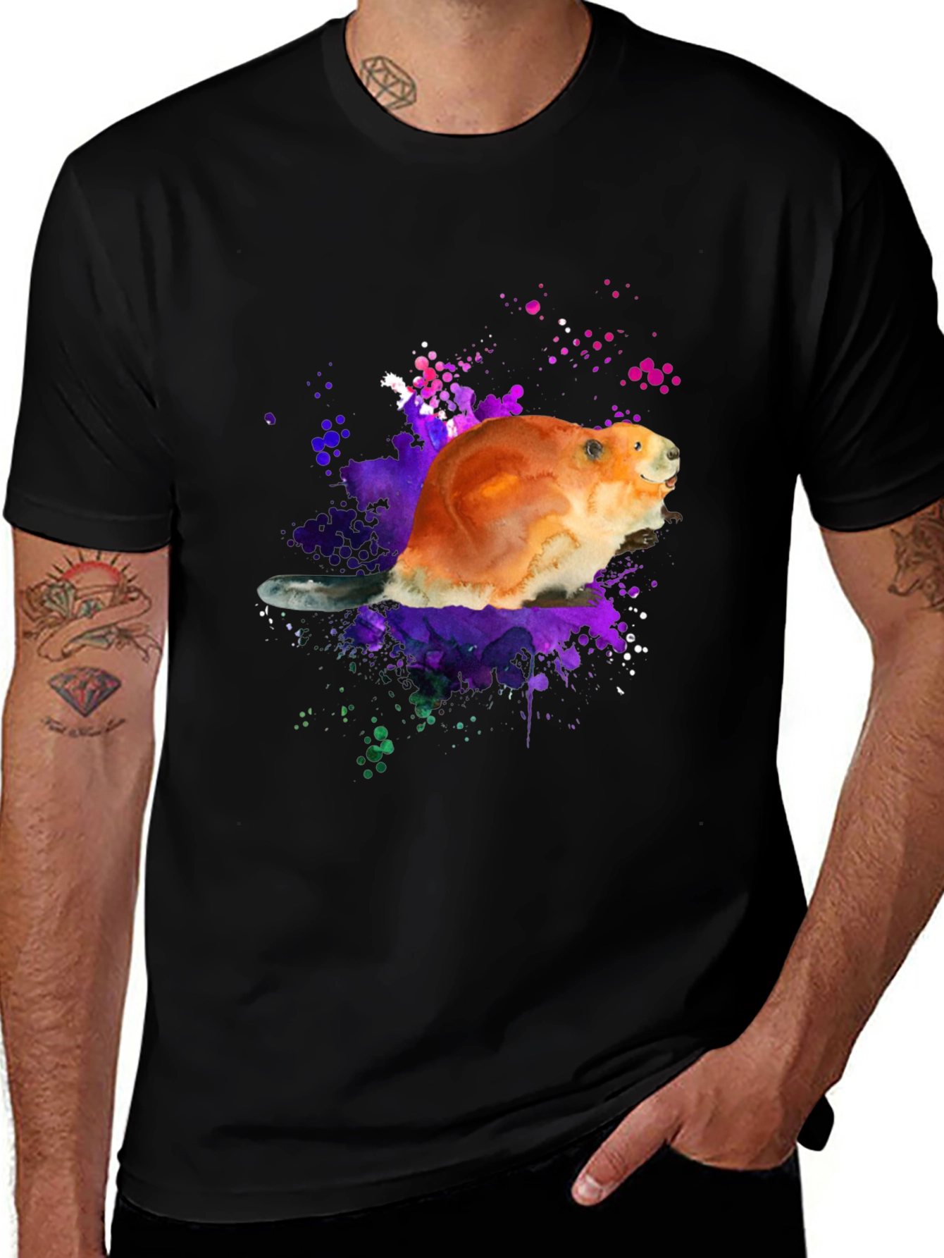 Variant 30 of Beaver Watercolor Graphic T-Shirt