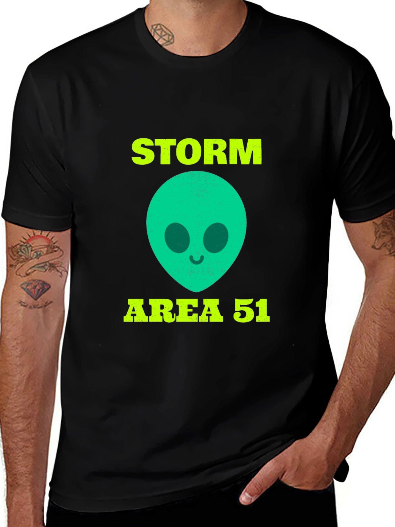 Variant 26 of Storm Area 51 Alien T-Shirt - Black Graphic Tee