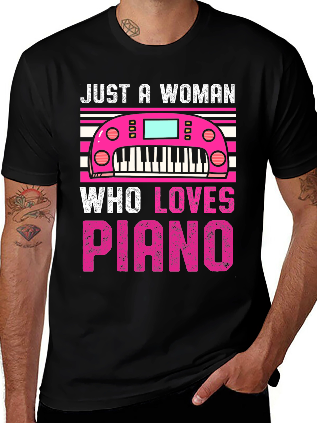 Variant 12 of Just a Woman Who Loves Piano Black T-Shirt