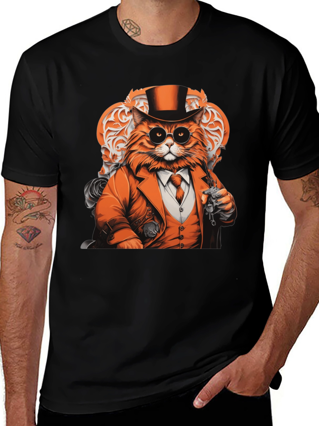 Variant 17 of Dapper Cat Graphic Tee - Novelty T-Shirt