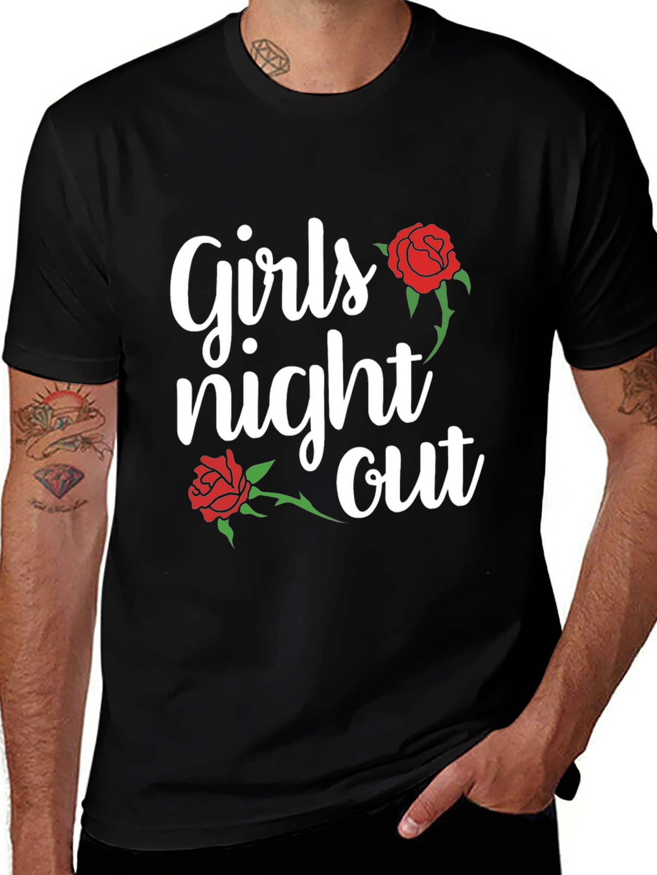 Variant 27 of Girls Night Out Graphic Tee - Rose Design