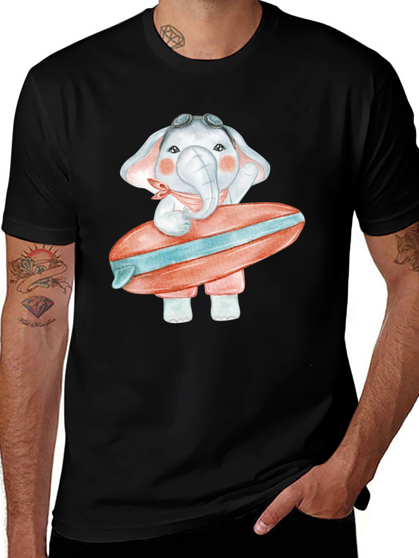 Variant 7 of Elephant Surfer Graphic Tee