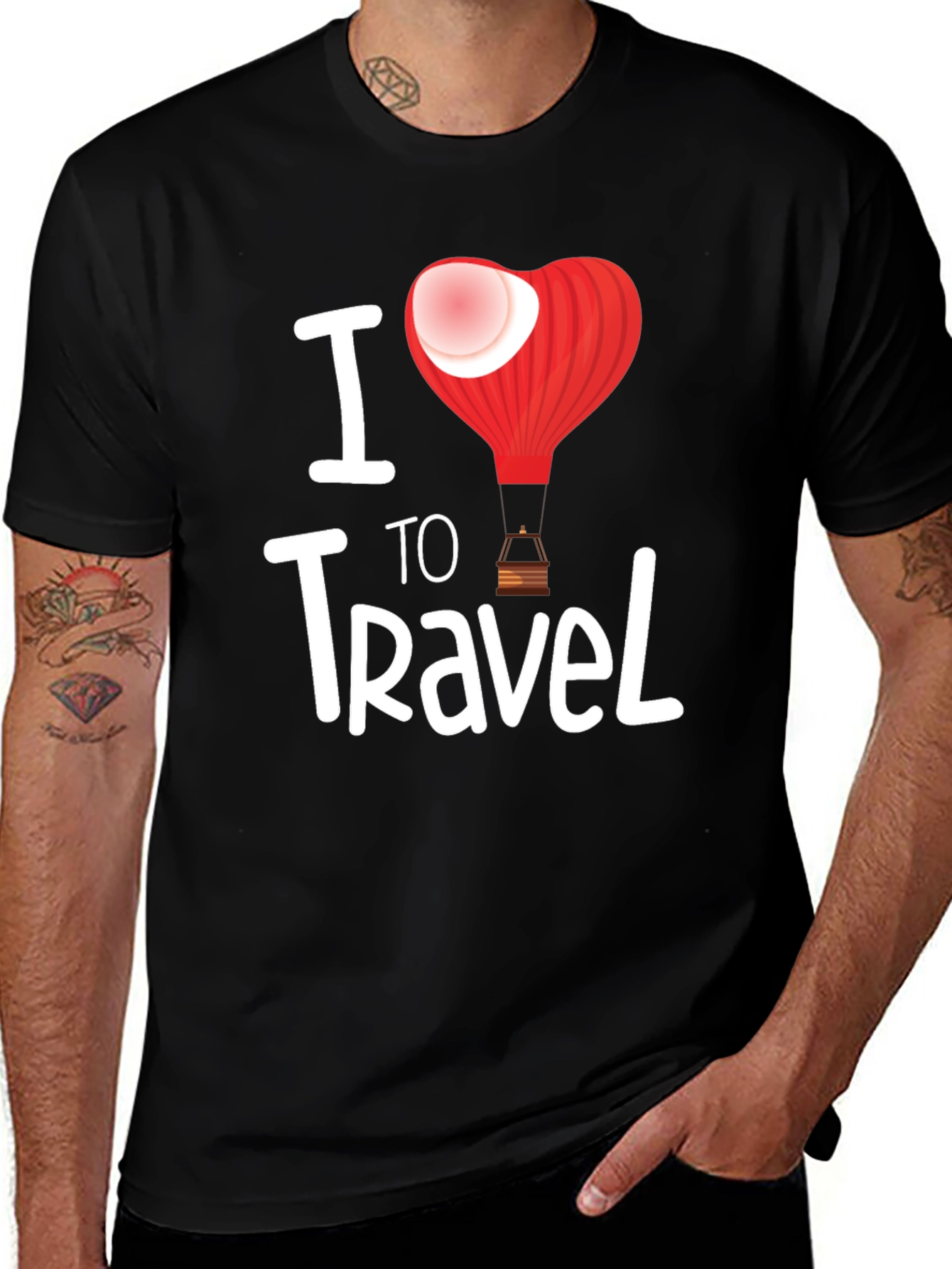 Variant 30 of I Heart to Travel Graphic Tee - Black