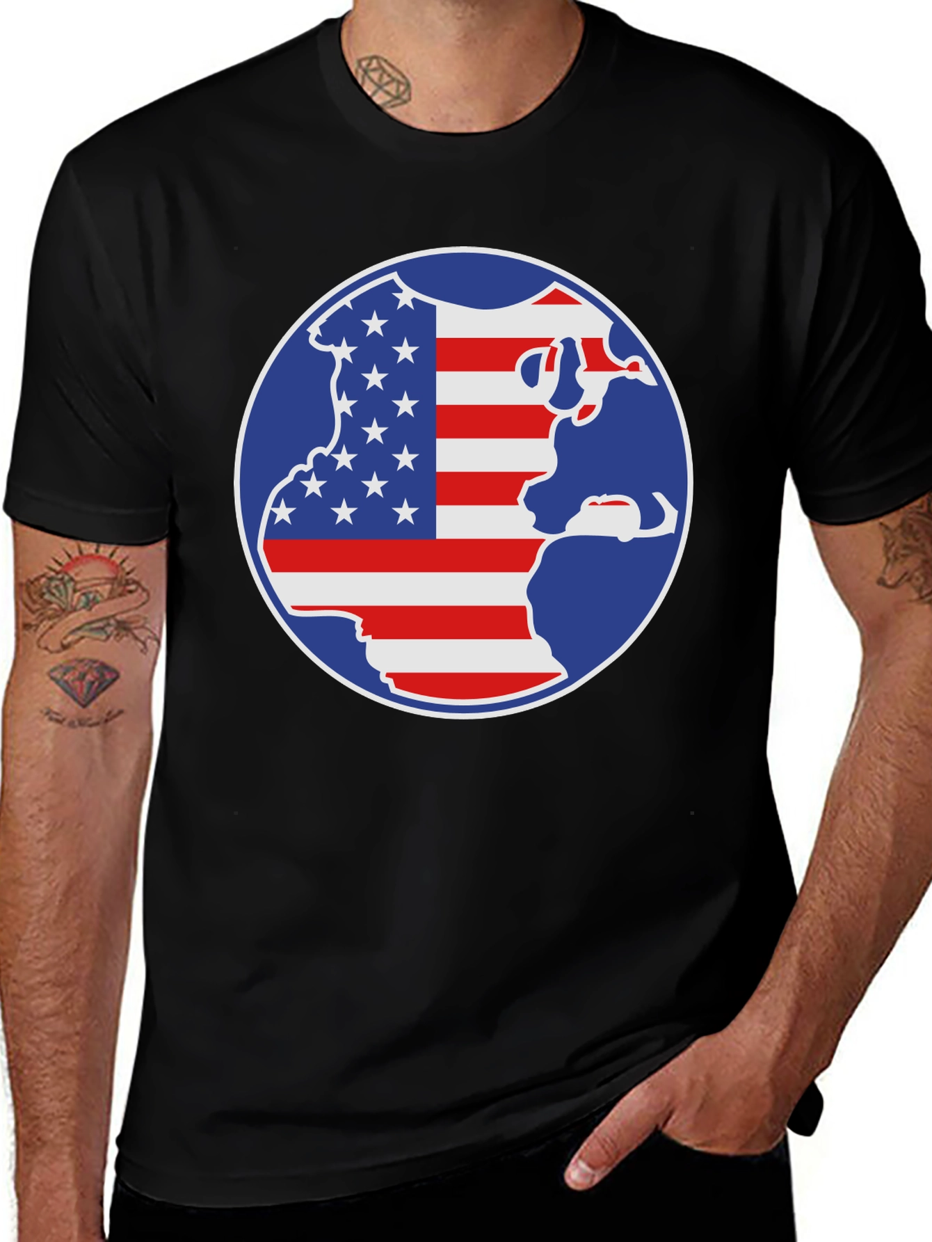 Variant 10 of American Flag Earth Graphic Tee
