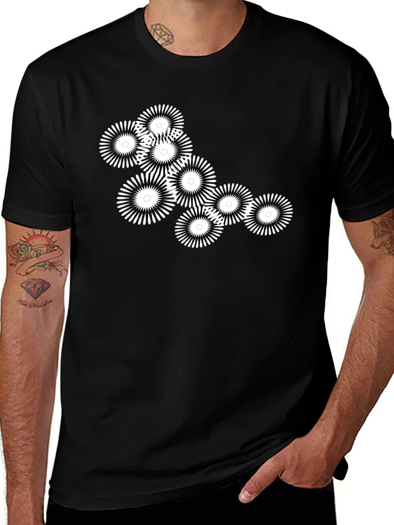 Variant 4 of Abstract Floral Graphic Black T-Shirt