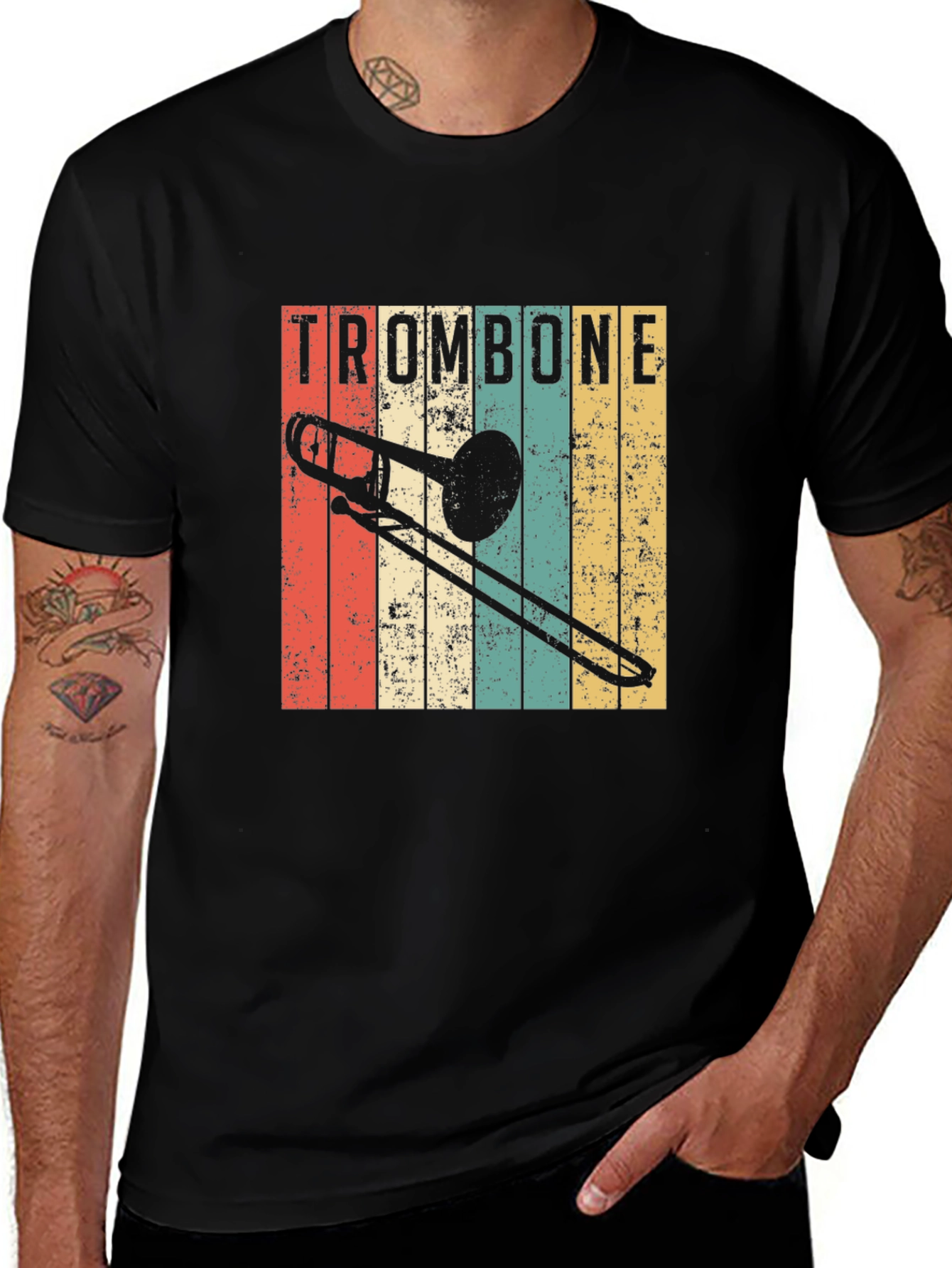 Variant 4 of Retro Trombone T-Shirt - Vintage Music Lover Tee