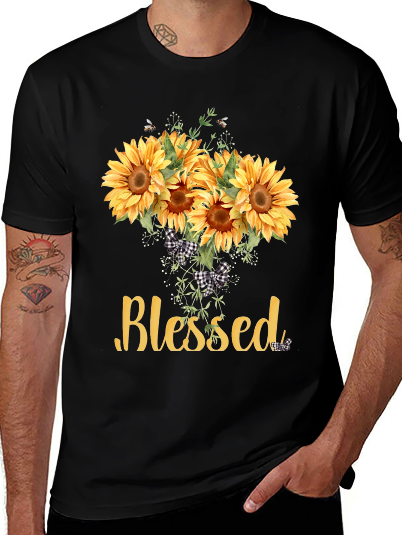 Variant 8 of Blessed Sunflower Graphic Tee - Unisex Soft Cotton