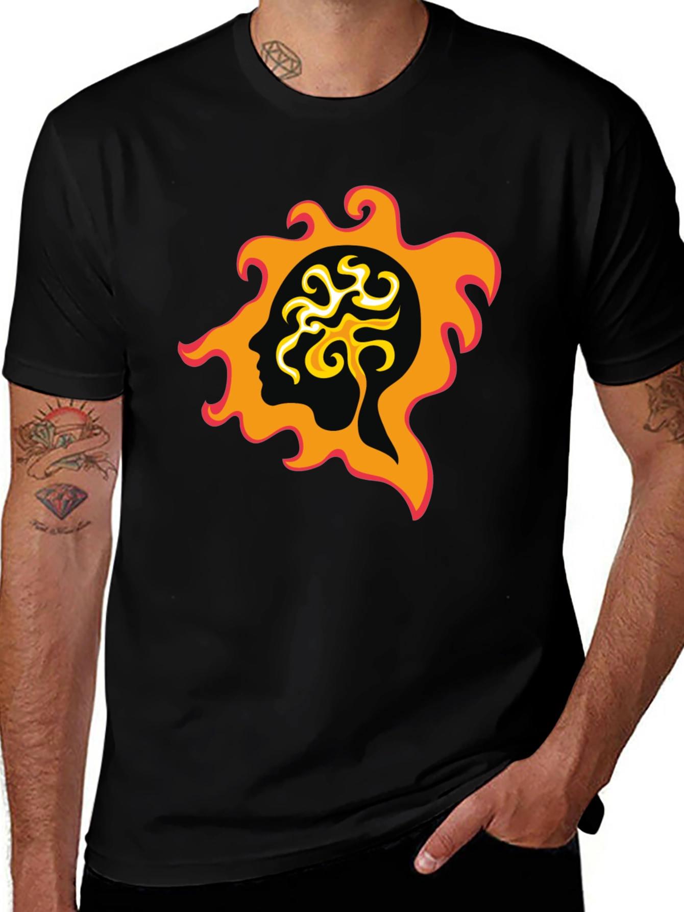 Variant 5 of Flame Mind Graphic Tee - Stylish Black T-Shirt