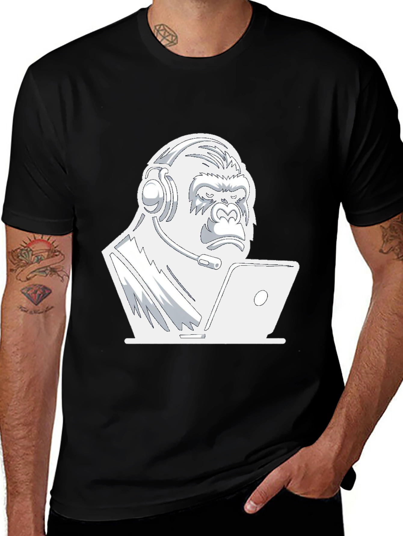 Variant 30 of Gamer Gorilla Graphic Tee - Black T-Shirt