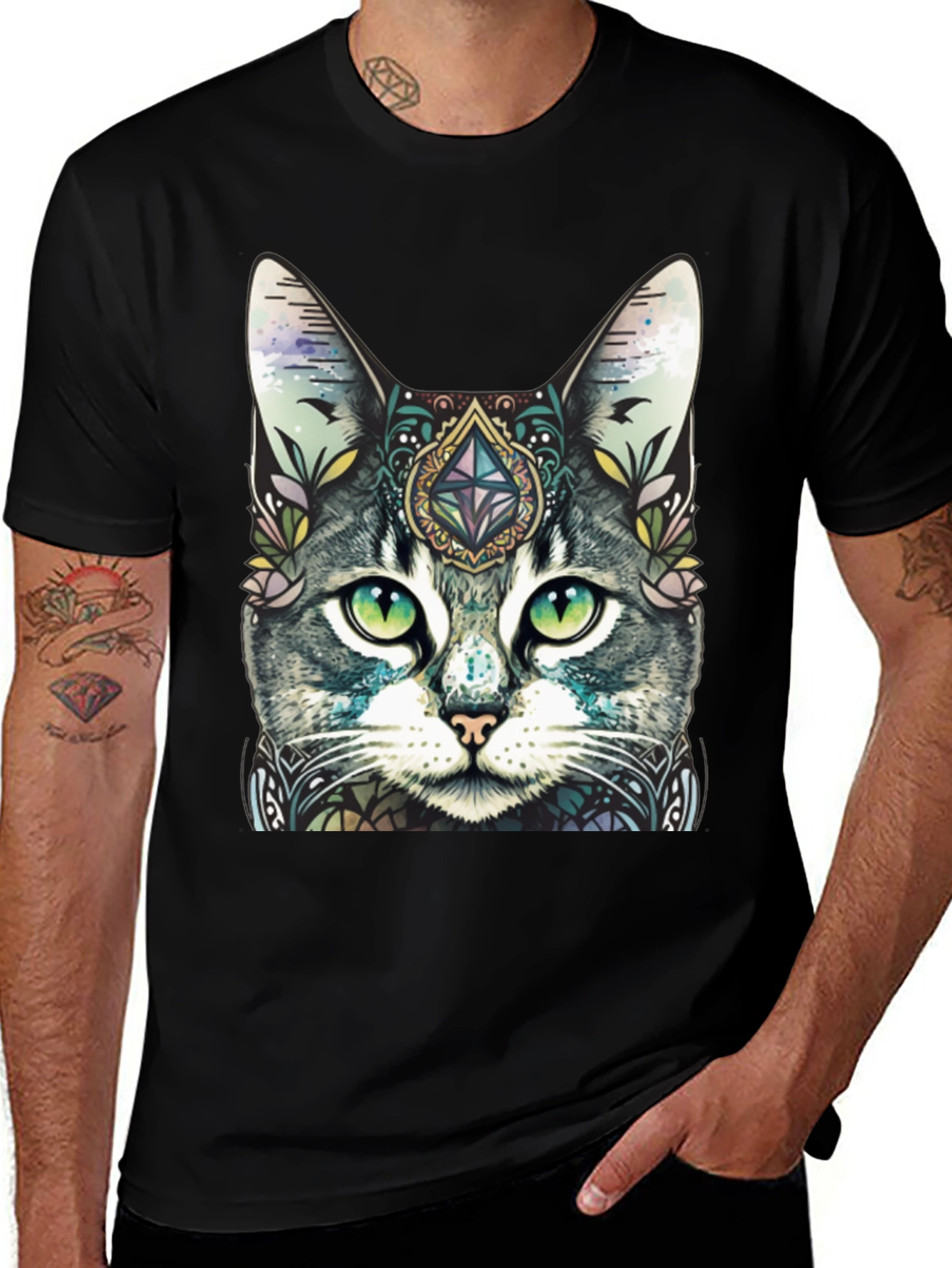 Variant 2 of Mystic Cat Graphic Tee - Unique Artistic Design