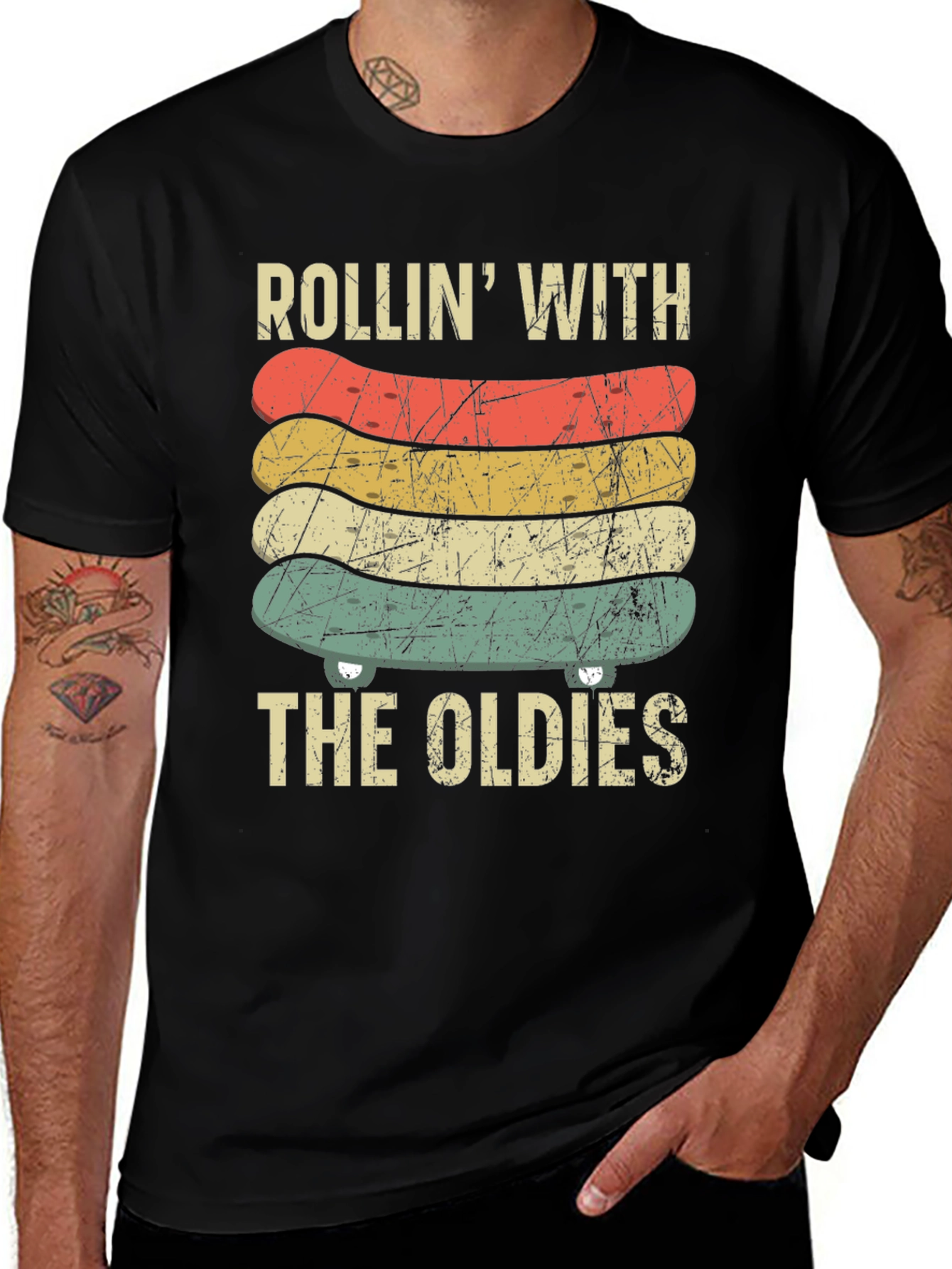 Variant 10 of Rollin' With The Oldies Skateboard Graphic Tee