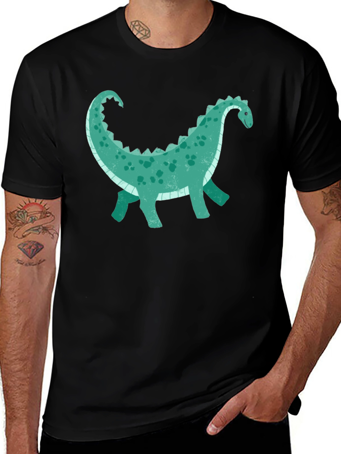 Variant 19 of Dinosaur Graphic Tee - Black Cotton Comfort
