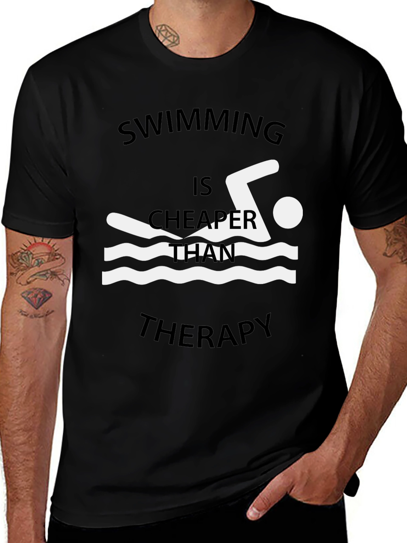 Variant 6 of Swimming Cheaper Than Therapy Graphic T-Shirt