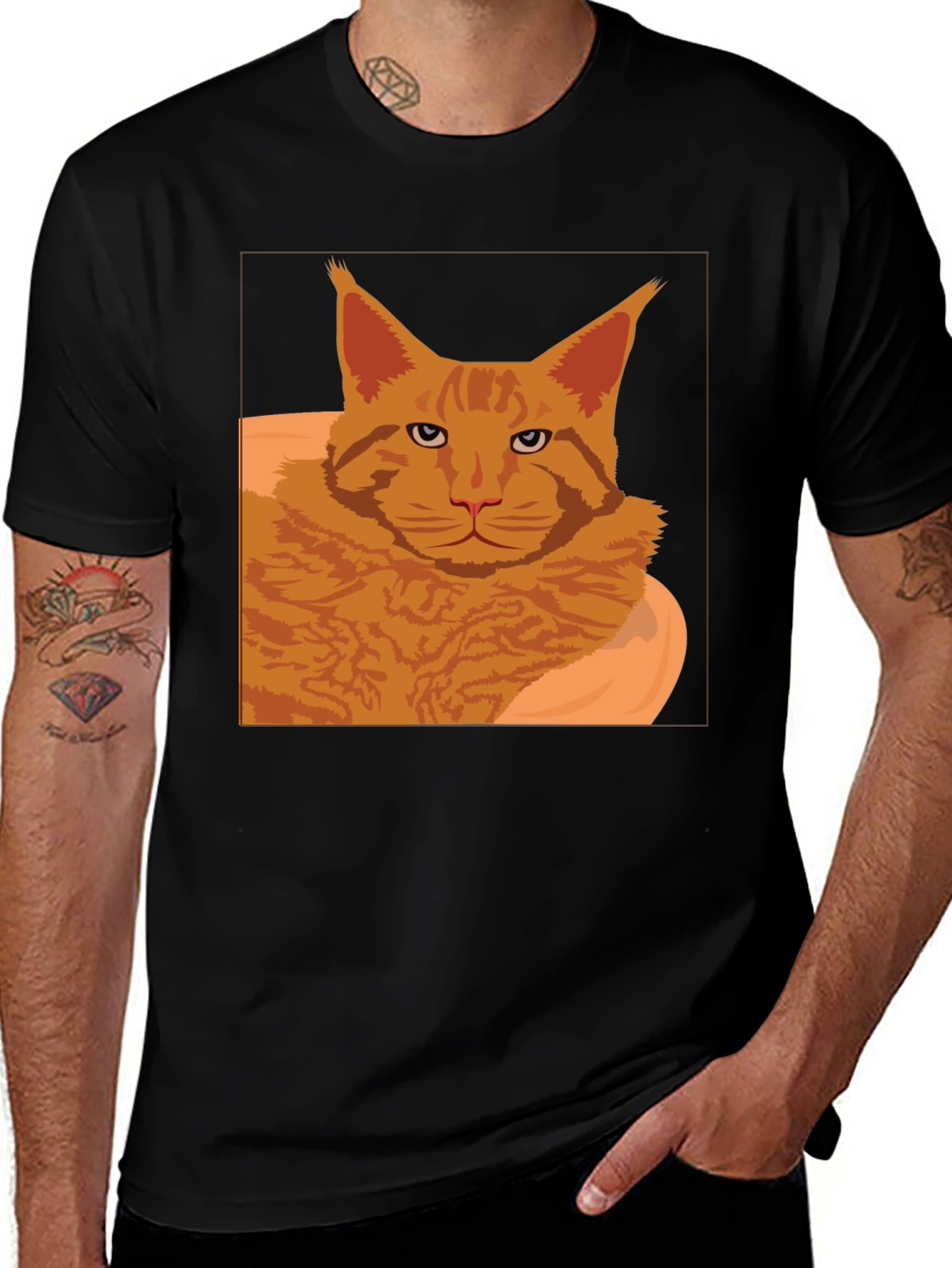 Variant 26 of Maine Coon Cat Graphic T-Shirt - Black