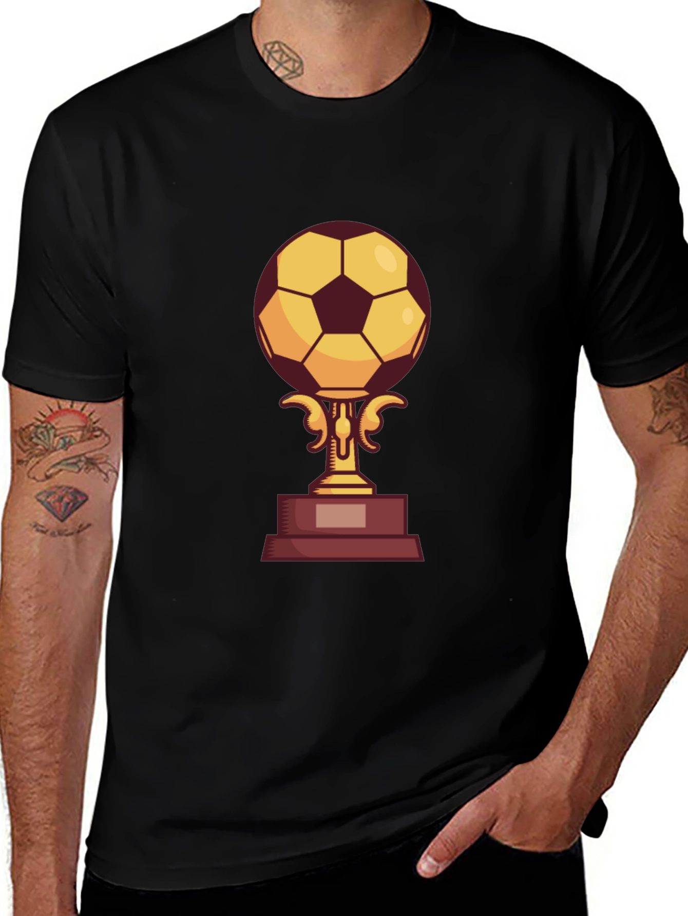 Variant 16 of Soccer Trophy Graphic Tee - Black Cotton T-Shirt