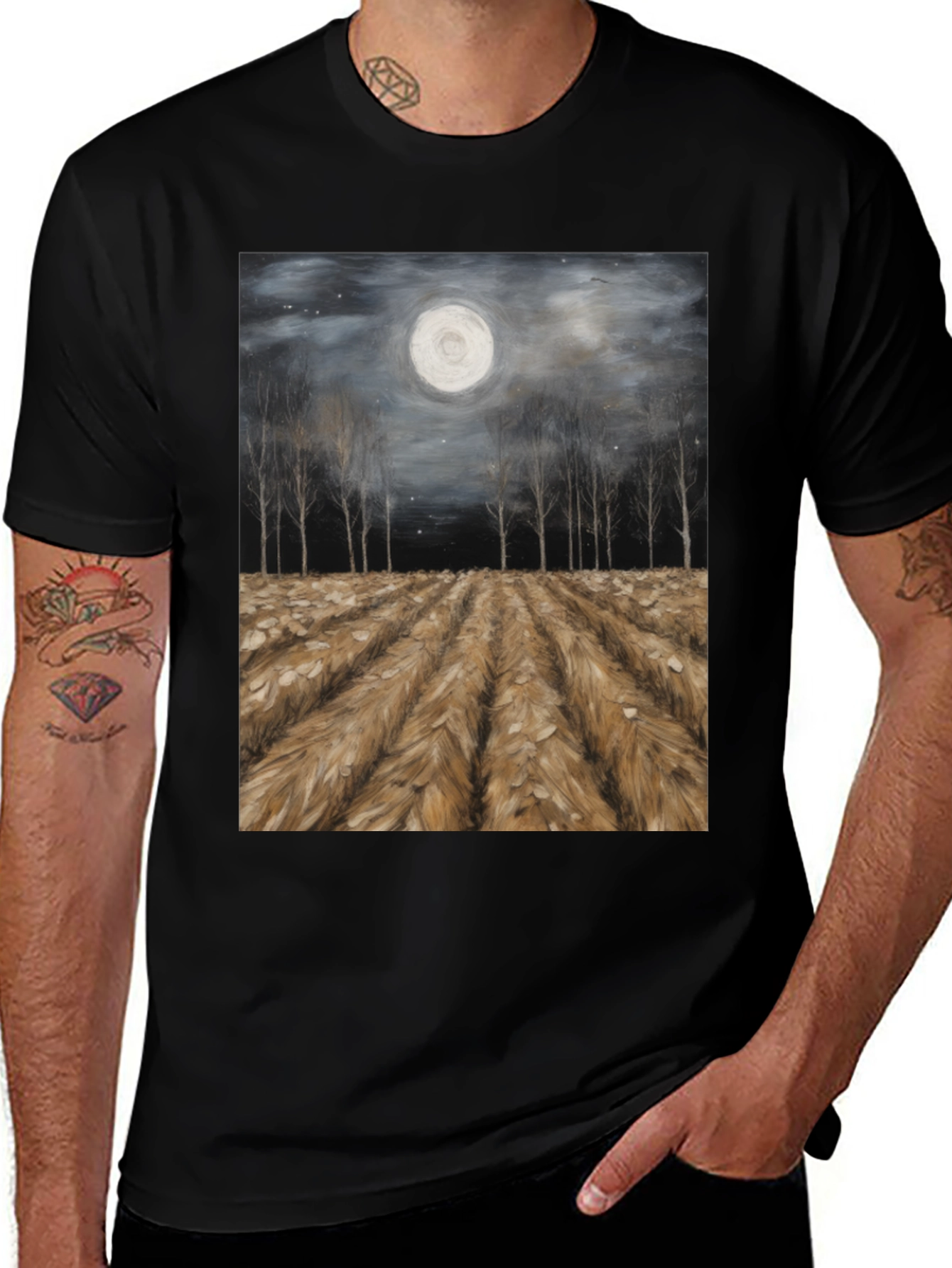 Variant 28 of Moonlit Field Graphic Tee - Artistic Print