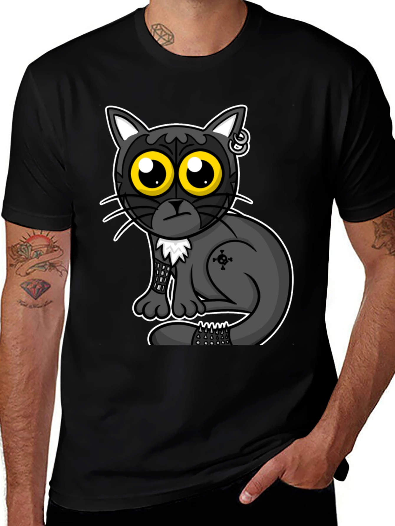 Variant 29 of Gothic Cat T-Shirt - Cool Cartoon Design