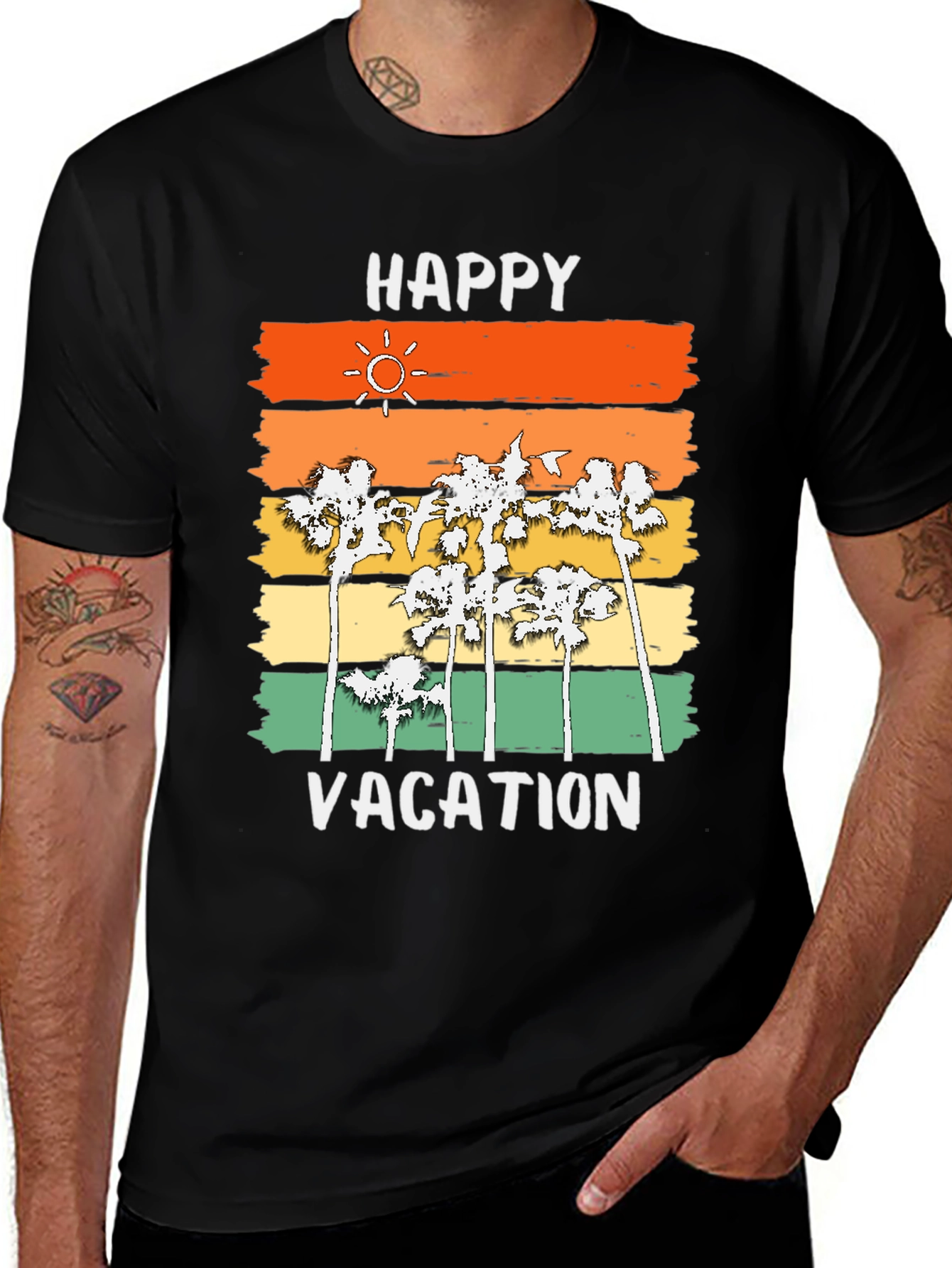 Variant 12 of Happy Vacation Palm Tree T-Shirt