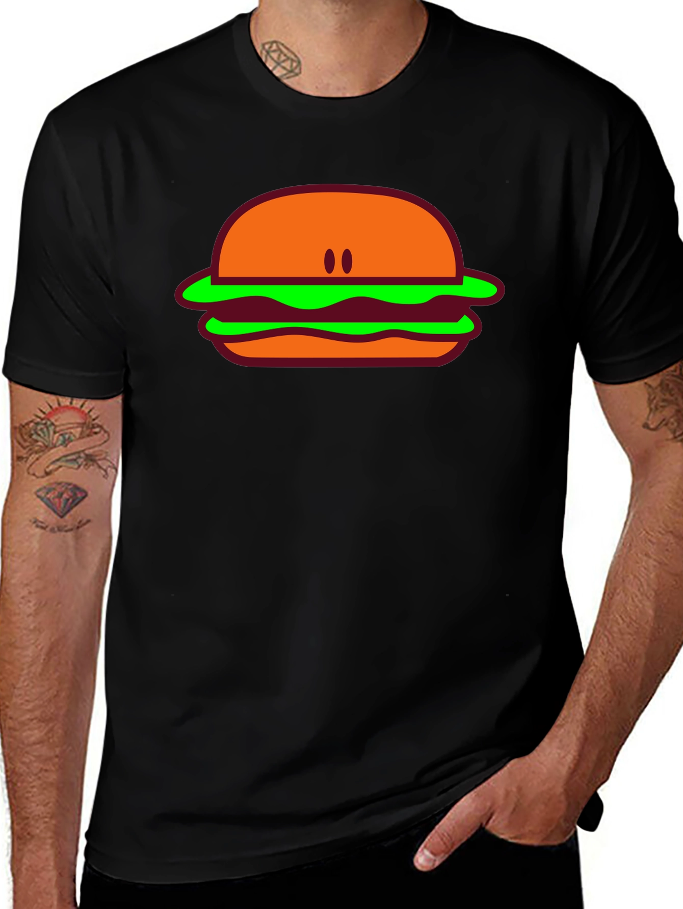 Burger Graphic Tee - Casual Black T-Shirt