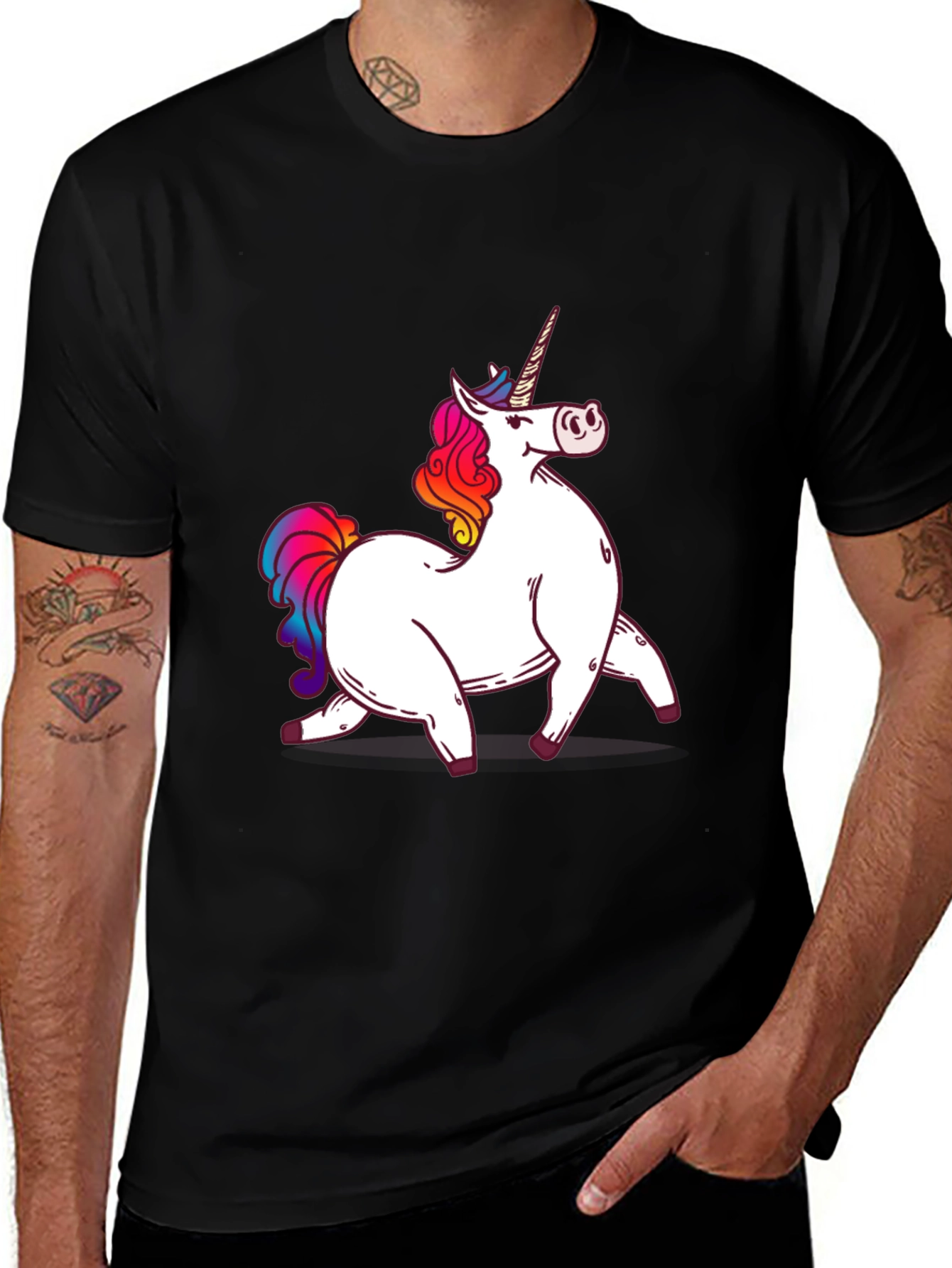 Variant 12 of Unicorn Graphic Tee - Men's Black T-Shirt