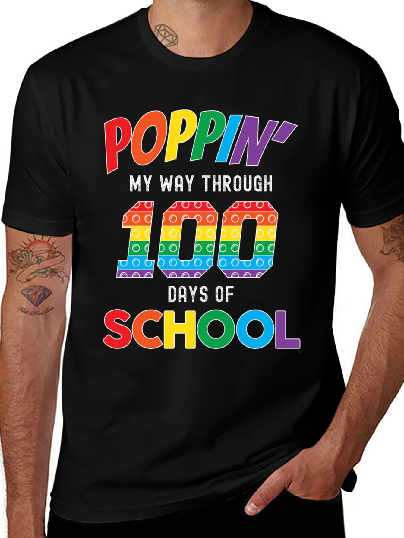 Variant 6 of Poppin' 100 Days of School Rainbow T-Shirt