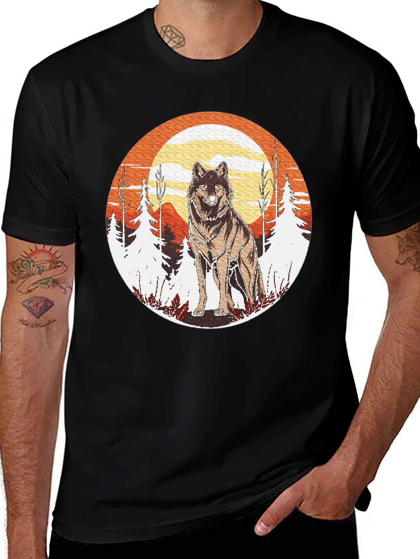 Variant 4 of Wolf Graphic Tee - Nature Inspired Design