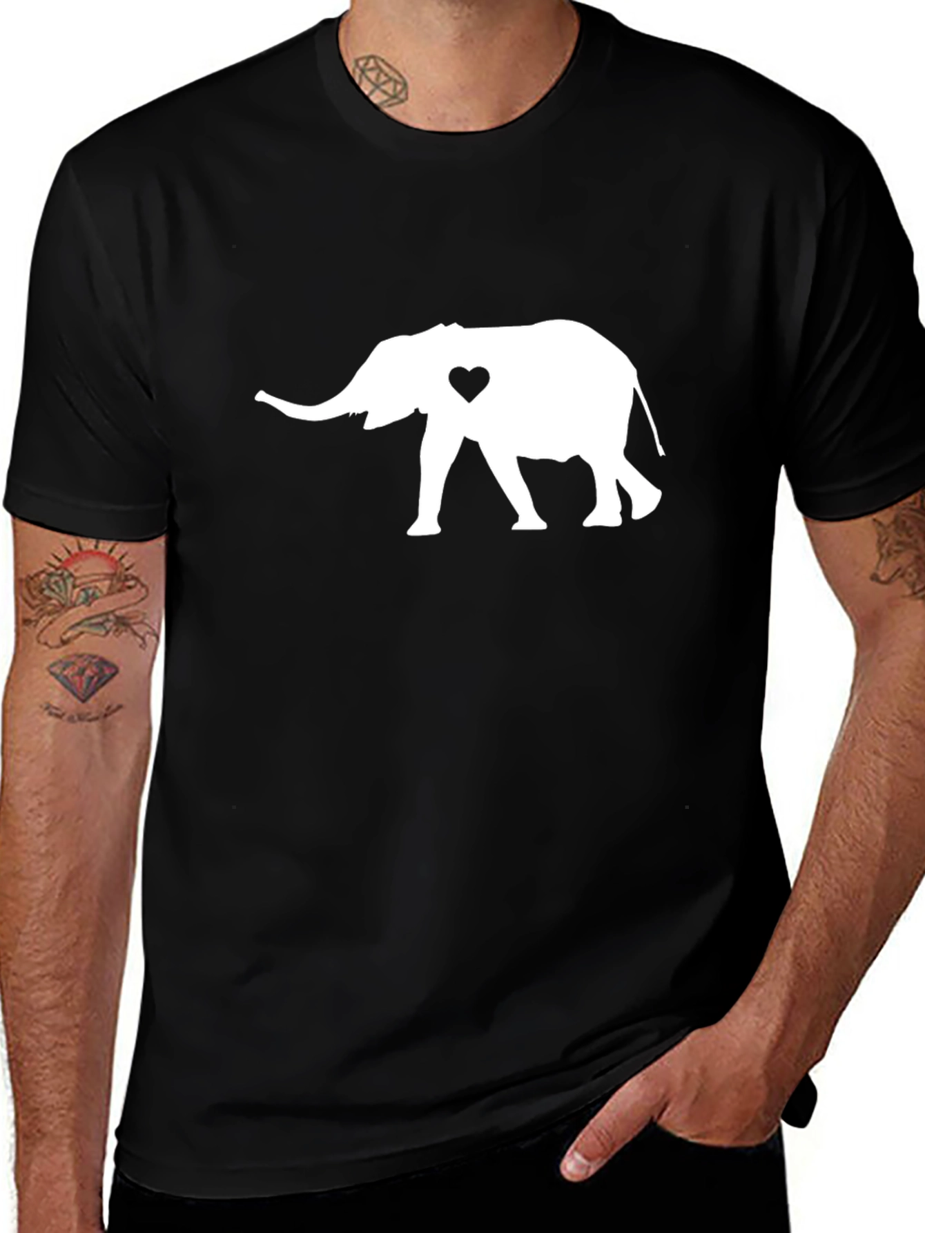 Variant 20 of Elephant Heart Graphic Tee - Black