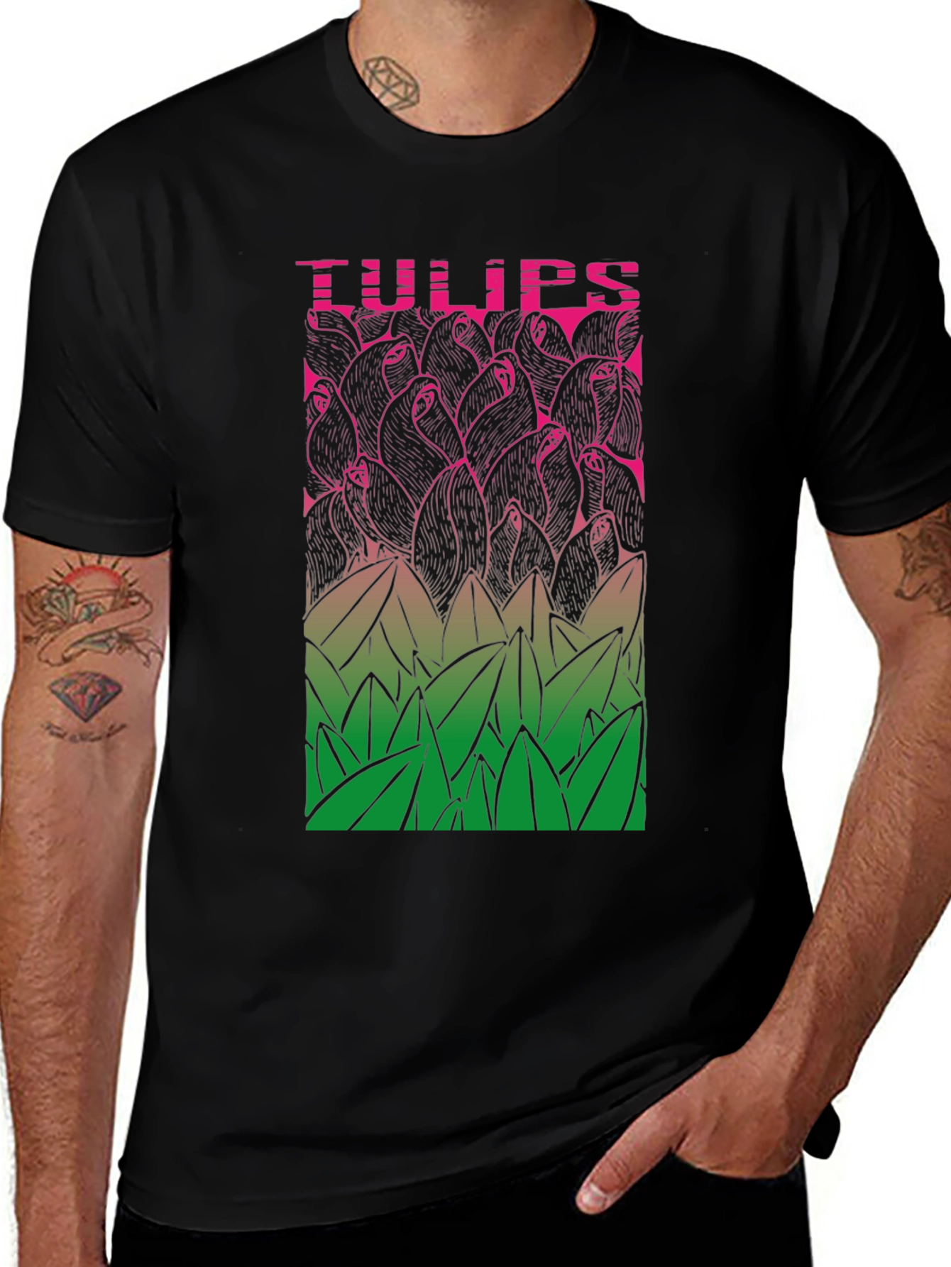 Variant 19 of Tulips Graphic Print Crew Neck T-Shirt