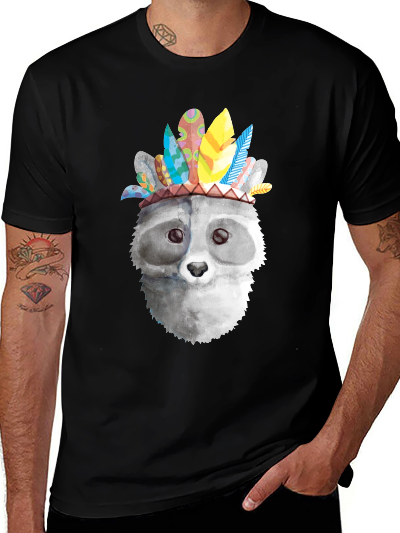 Variant 20 of Raccoon Headdress Graphic Tee - Unisex