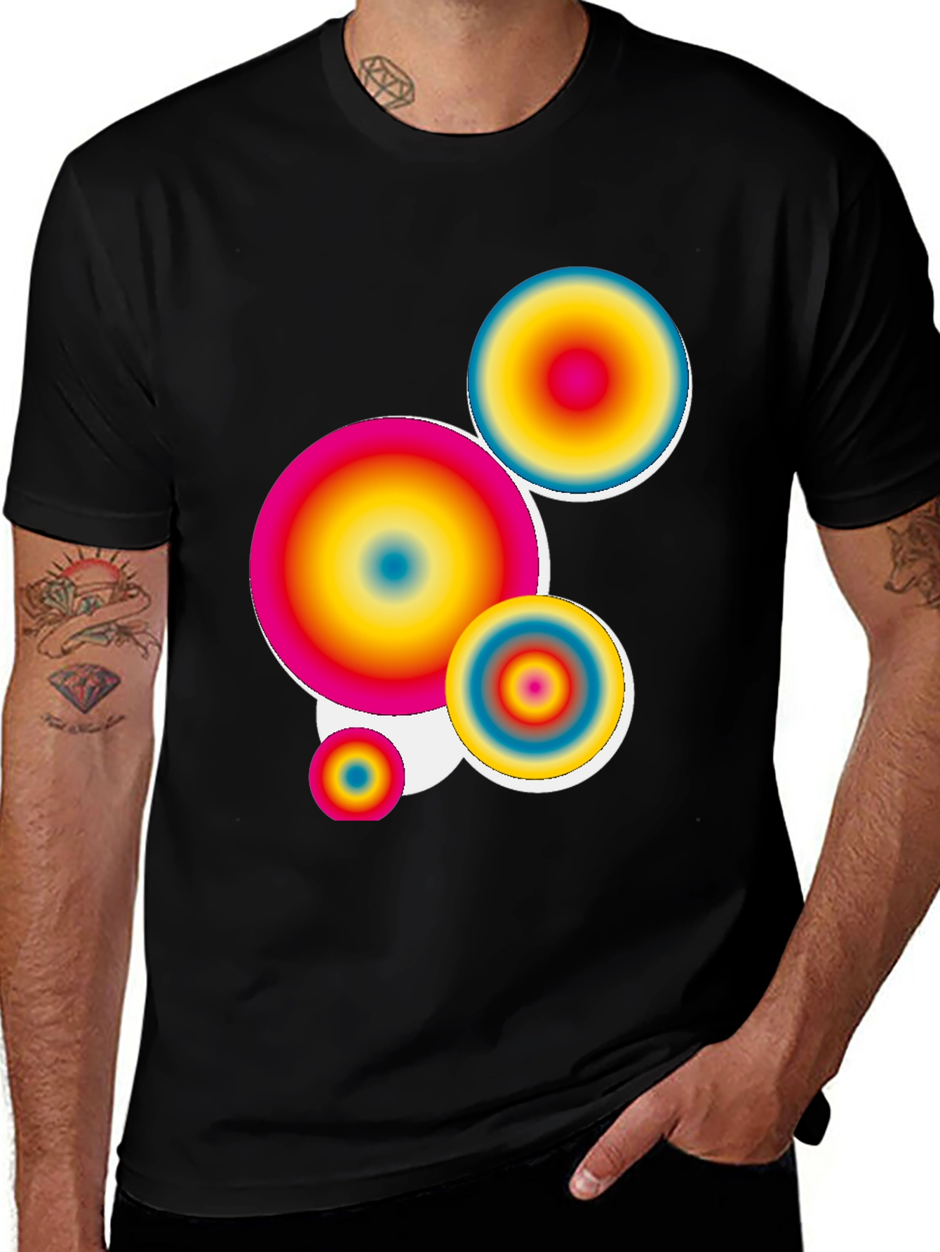 Variant 25 of Retro Circles Graphic Tee - Black