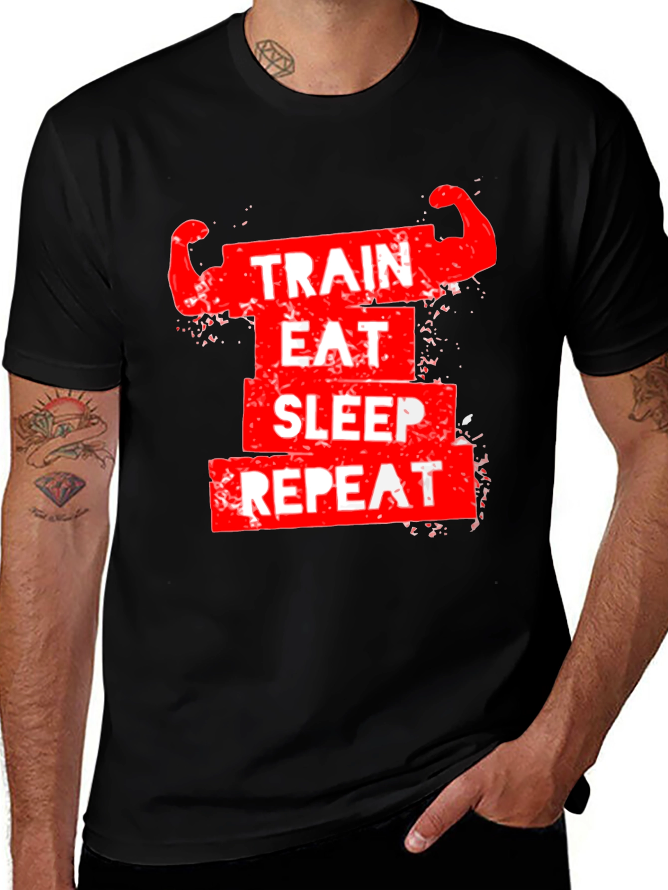 Variant 6 of Train Eat Sleep Repeat Gym Fitness T-Shirt