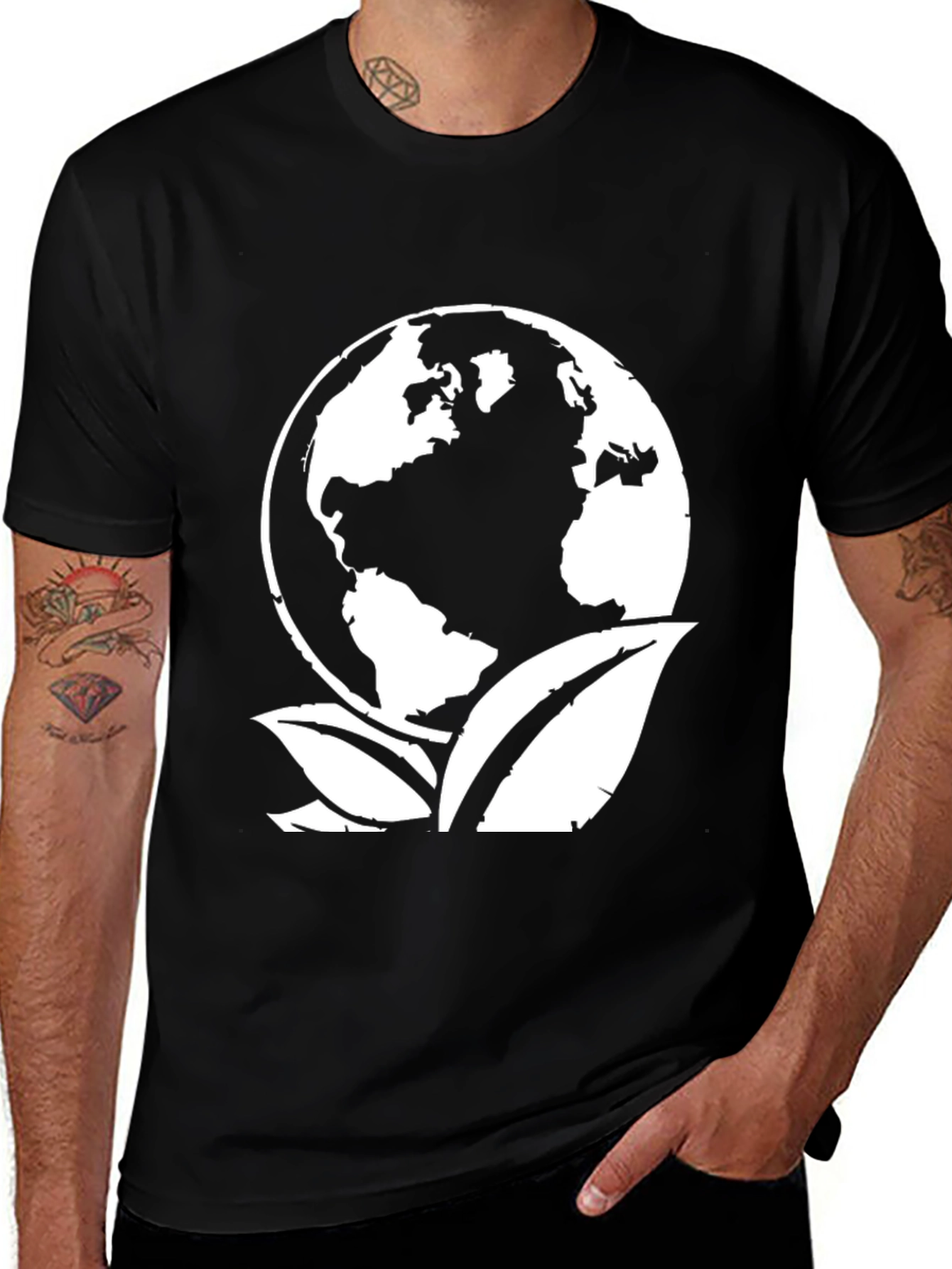 Variant 7 of Earth & Leaves Graphic Tee - Black
