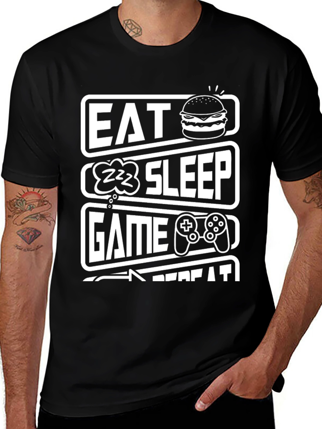 Variant 12 of Eat Sleep Game Repeat T-Shirt - Gamer Life Tee