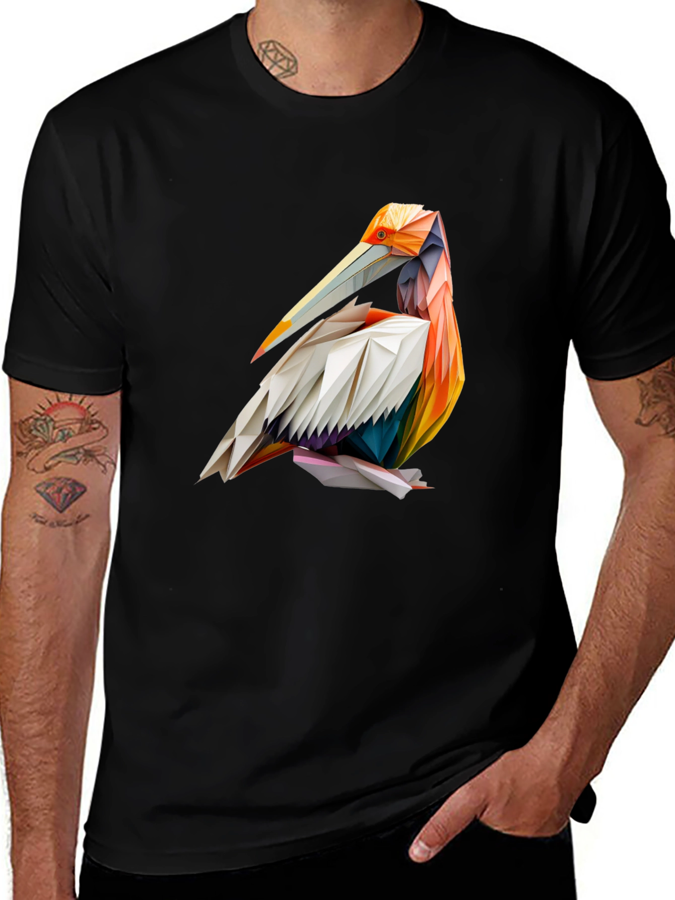 Geometric Pelican Graphic T-Shirt