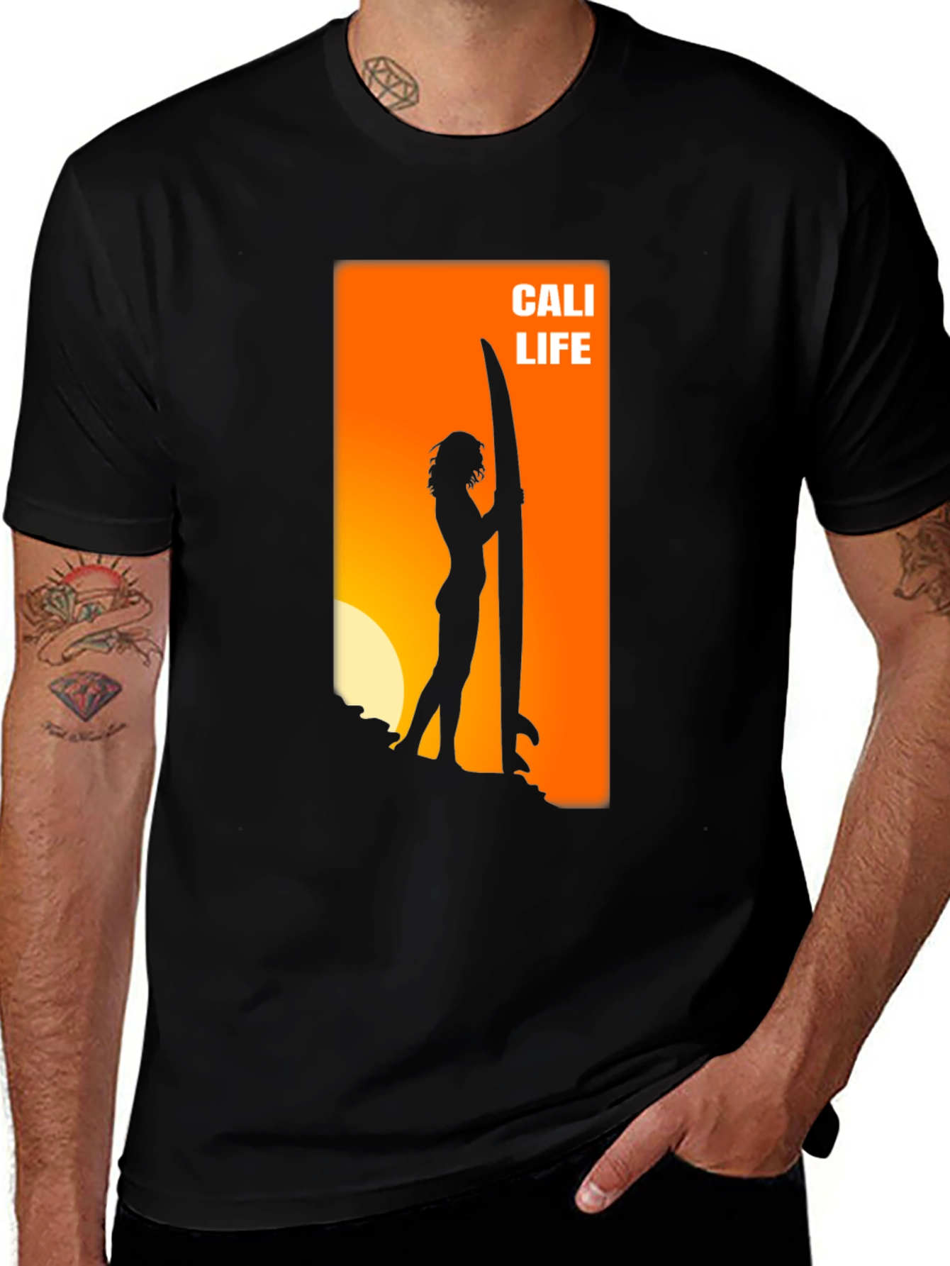Cali Life Surfer Graphic Tee - Black