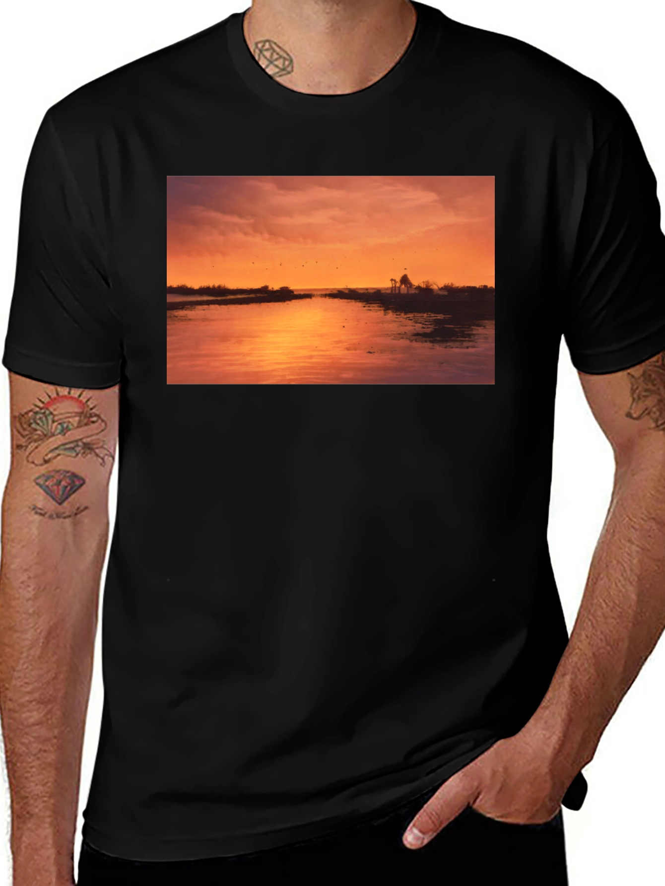 Variant 15 of Sunset River Graphic T-Shirt