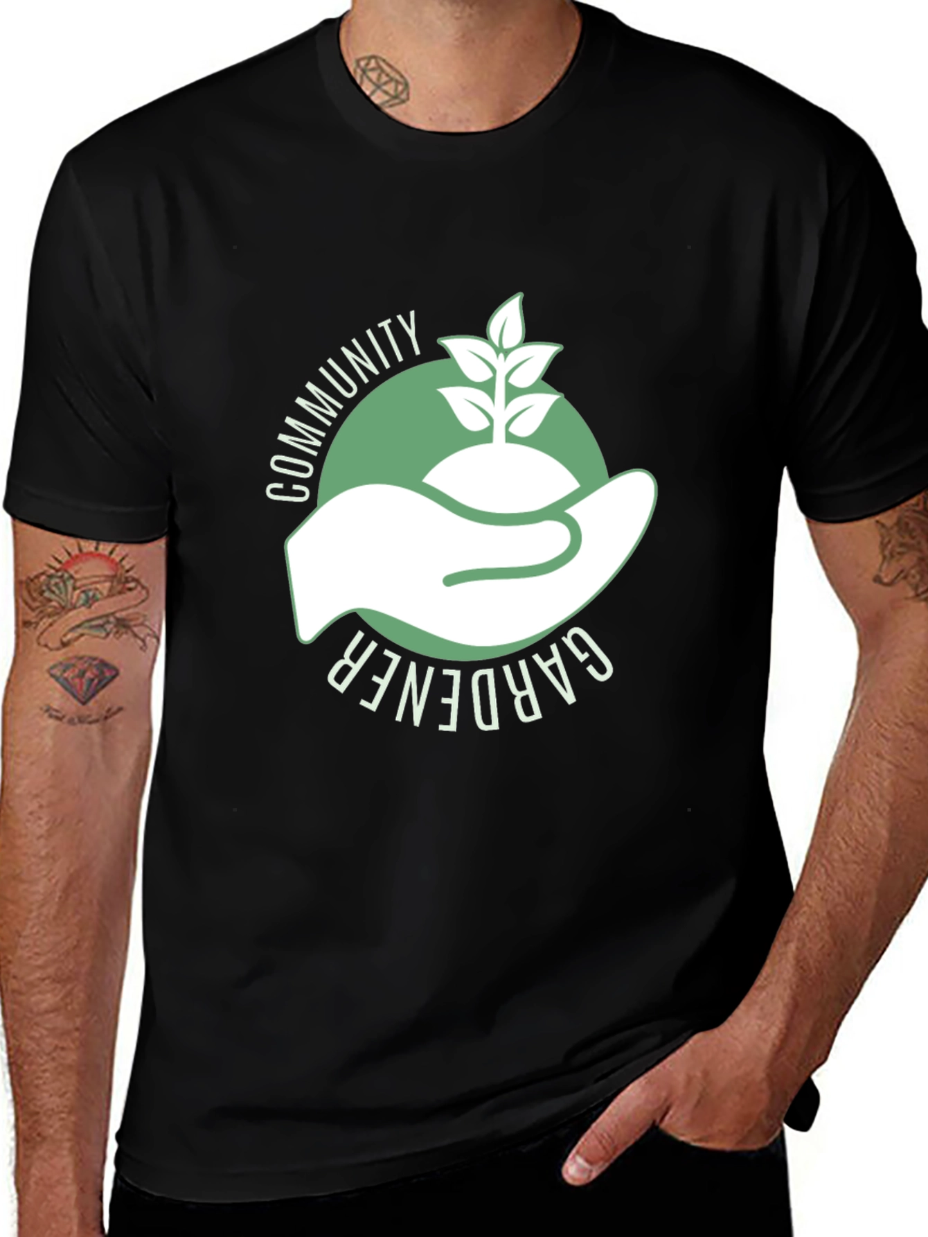Black Community Gardener Black T-Shirt - Eco-Friendly Design main image