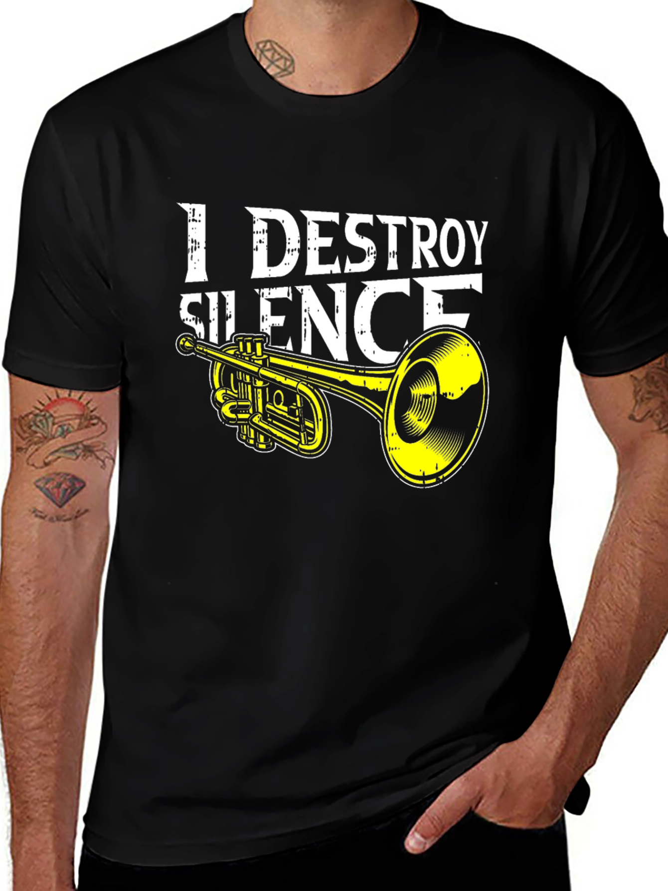 Variant 30 of I Destroy Silence Trumpet T-Shirt - Musical Humor Tee