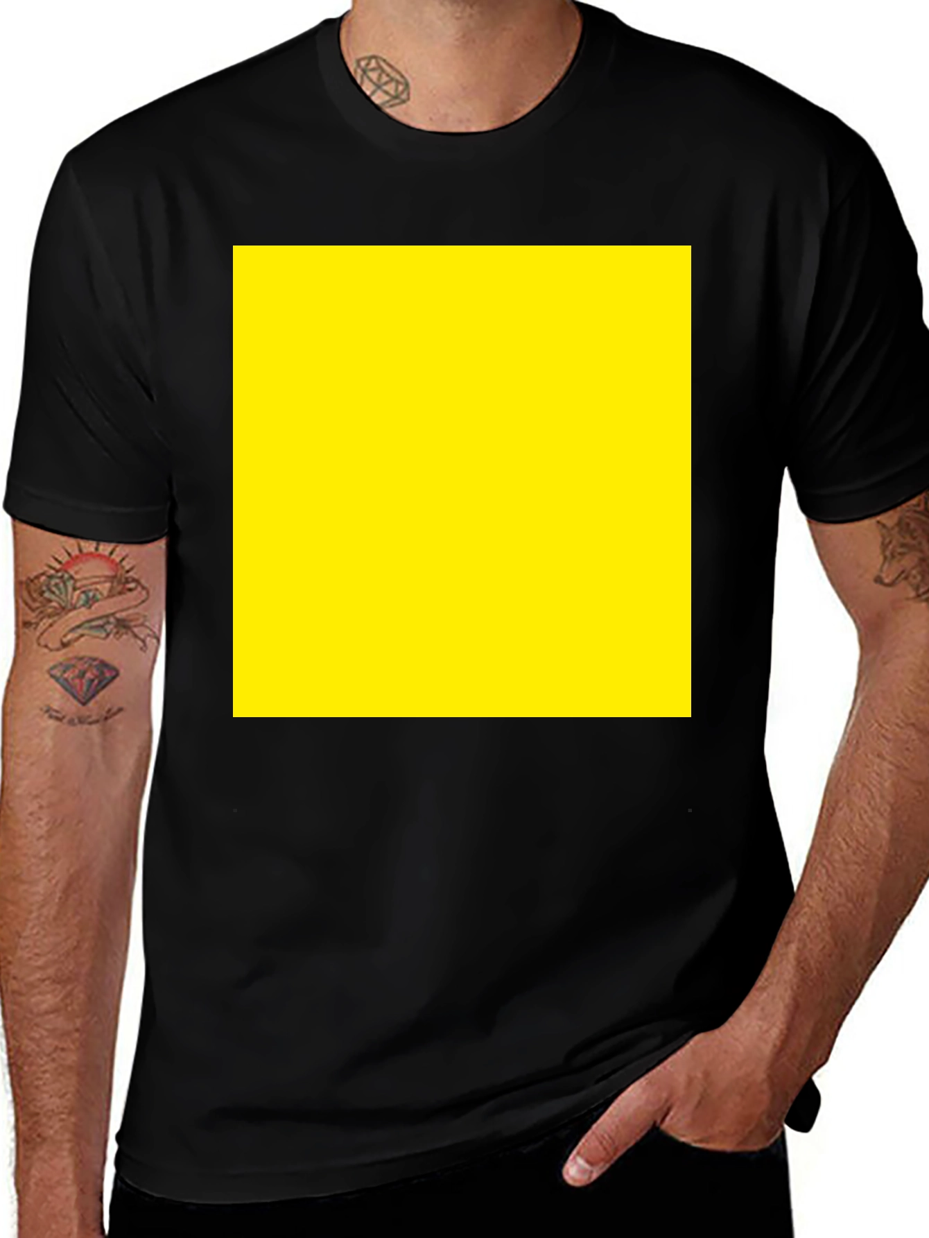 Variant 15 of Black Tee with Yellow Square Graphic