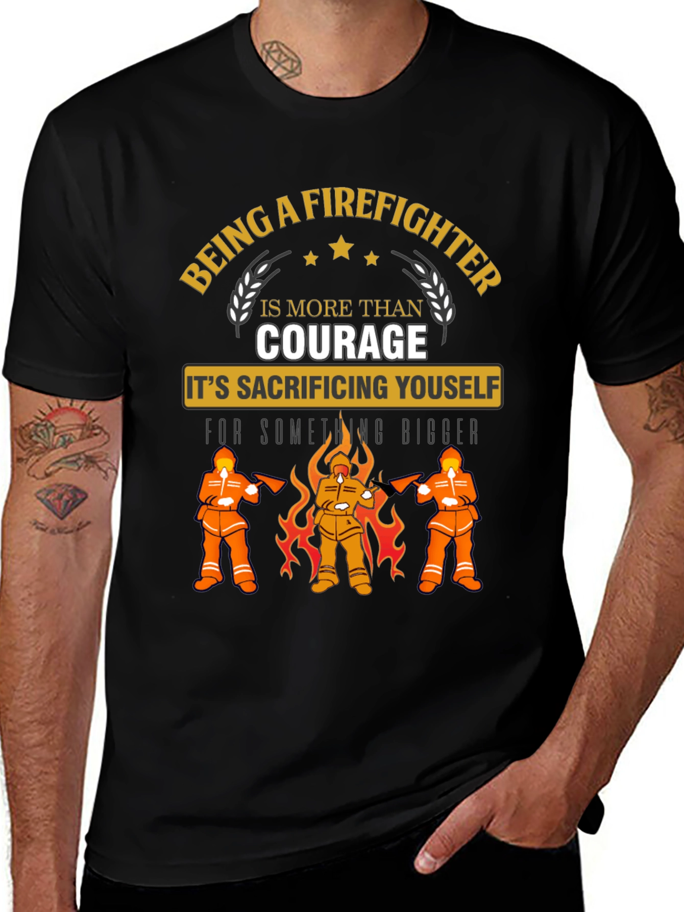 Variant 18 of Firefighter Sacrifice Graphic Tee - Heroic Design