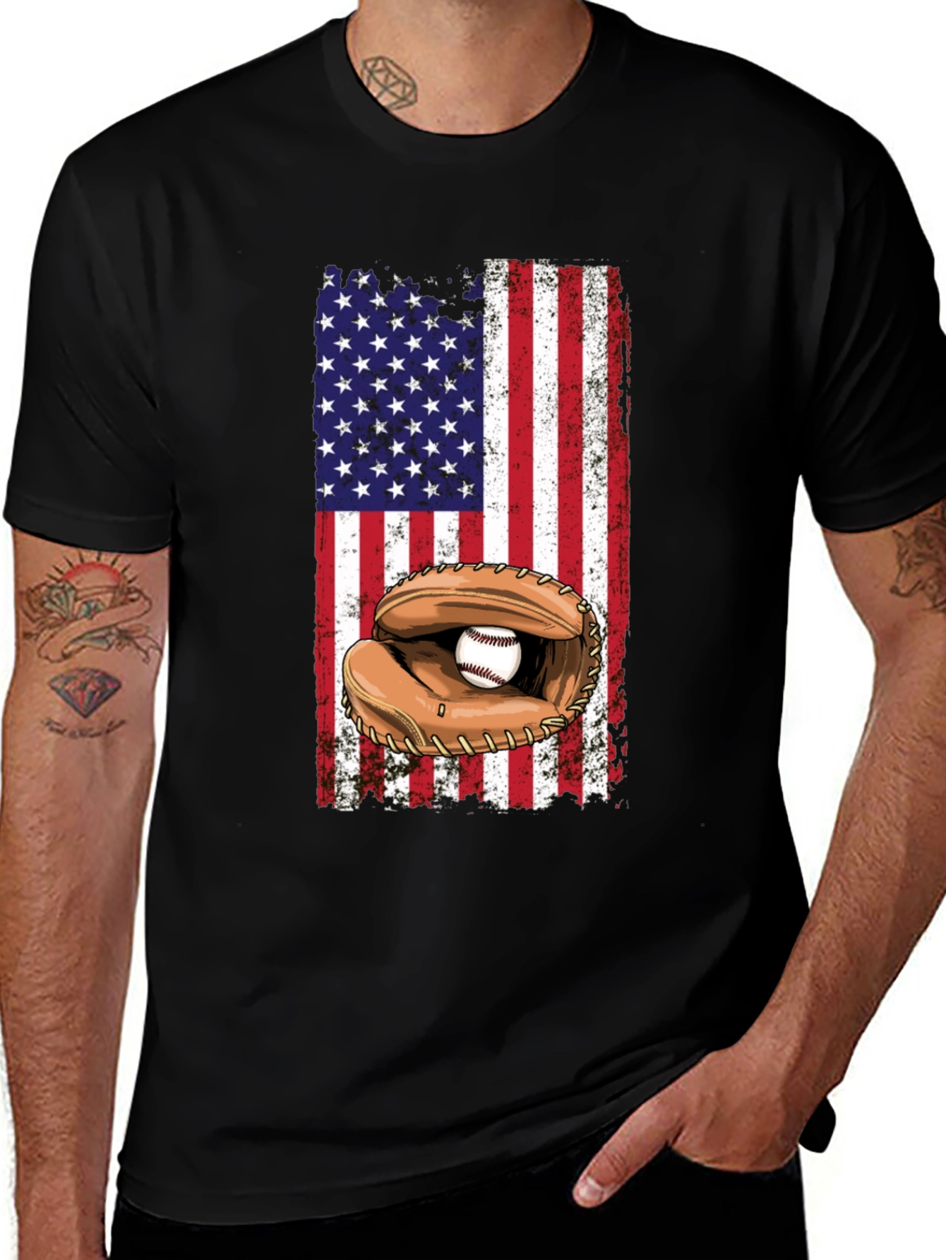 Variant 10 of American Flag Baseball T-Shirt