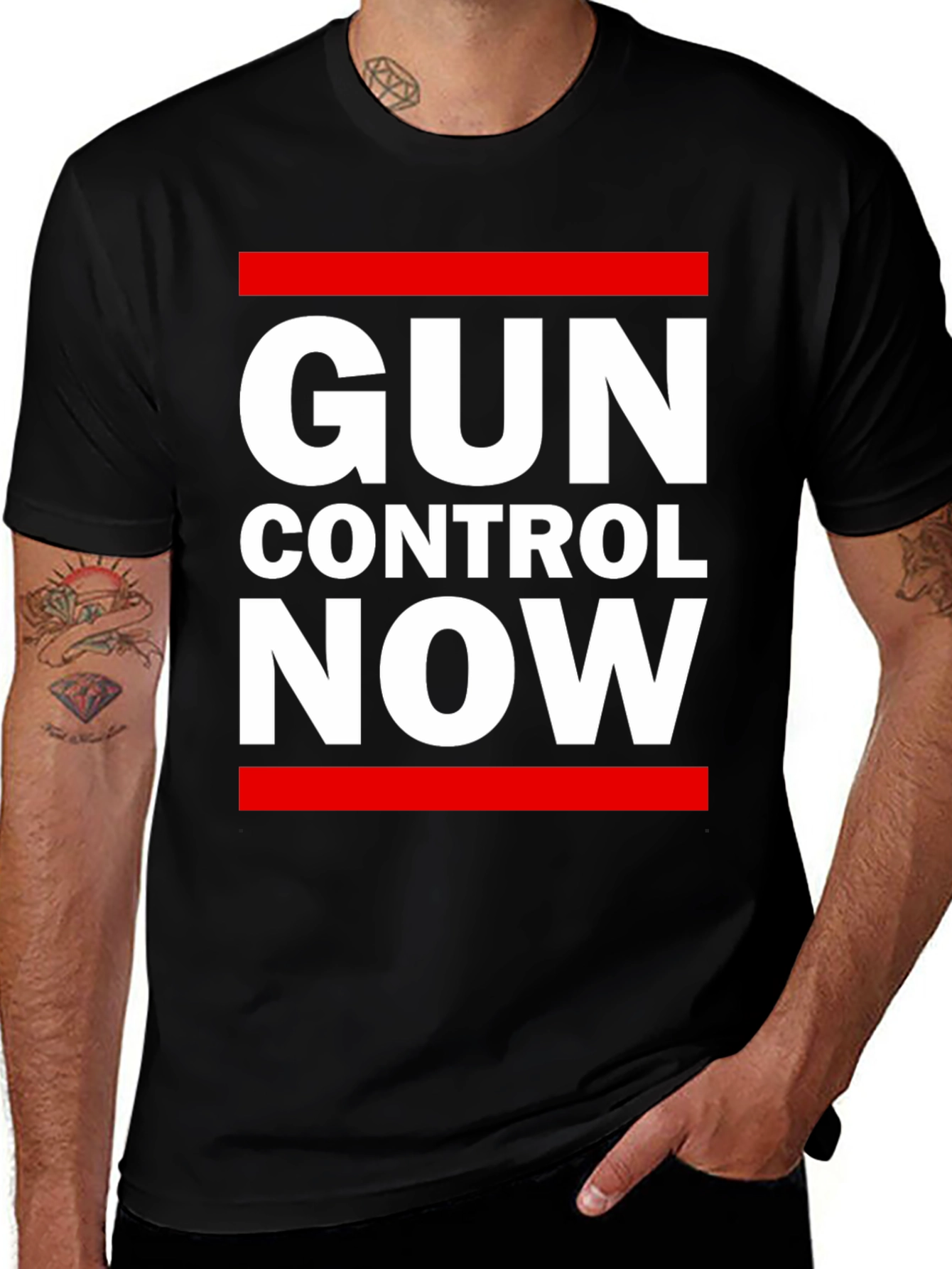 Variant 21 of Gun Control Now Graphic Tee - Black Cotton Activism Shirt