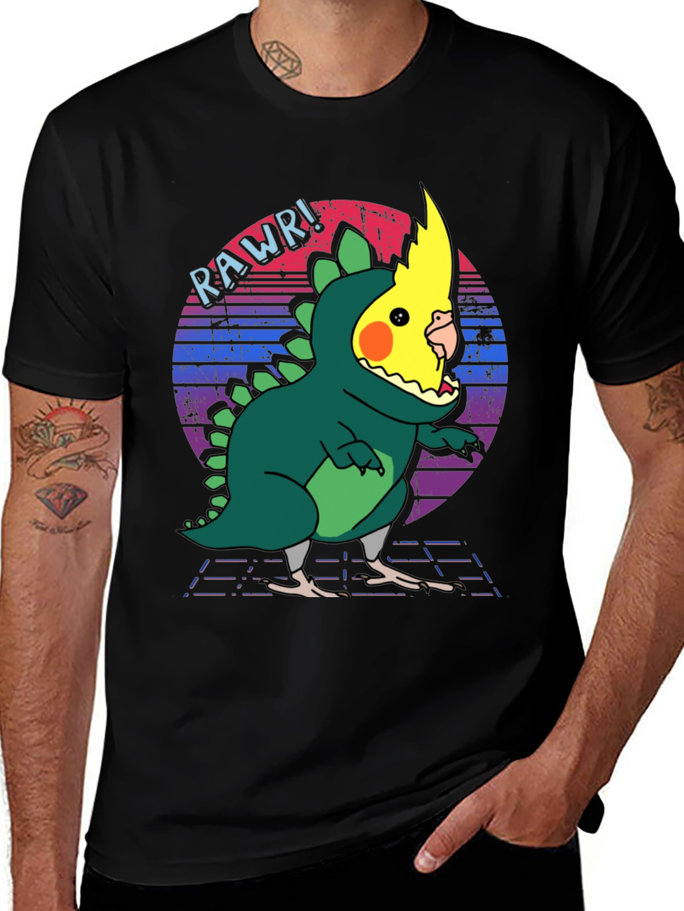 Retro Rawr! Parrot Dinosaur T-Shirt
