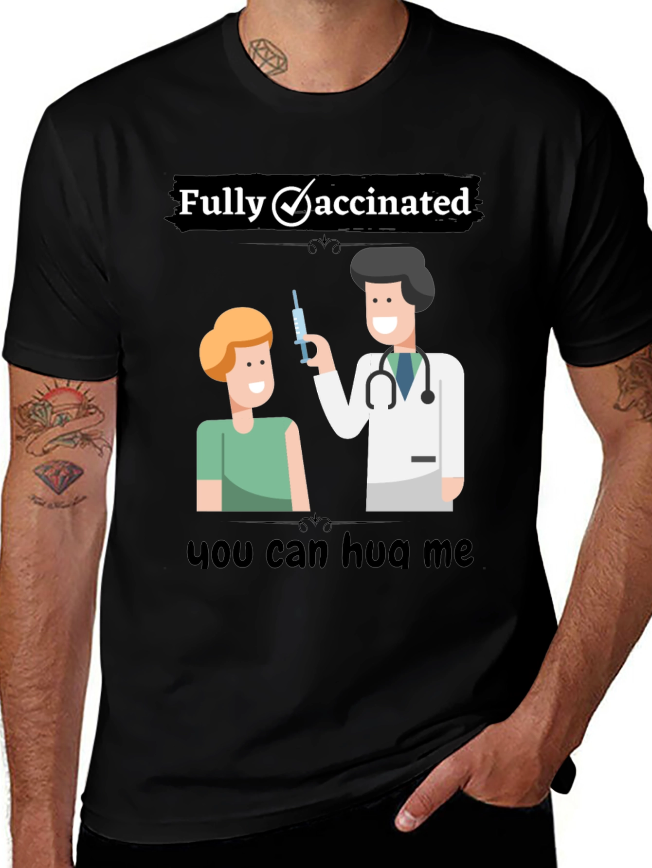 Variant 21 of Fully Vaccinated Graphic T-Shirt - Hug Me!