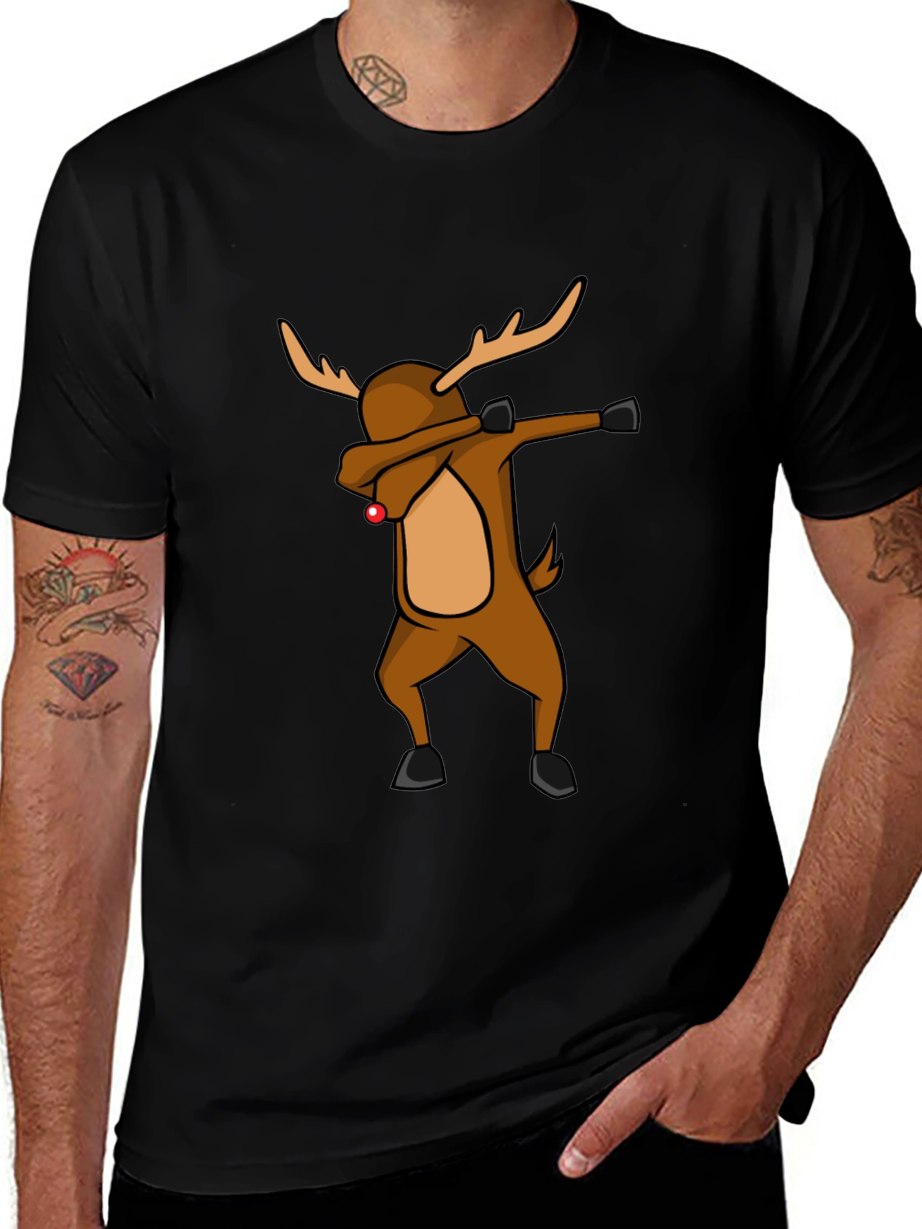 Dabbing Reindeer Christmas T-Shirt - Holiday Apparel