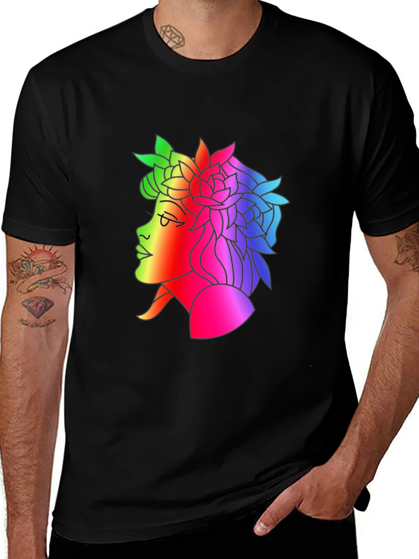 Variant 28 of Rainbow Goddess Graphic Tee - Unique Colorful Design