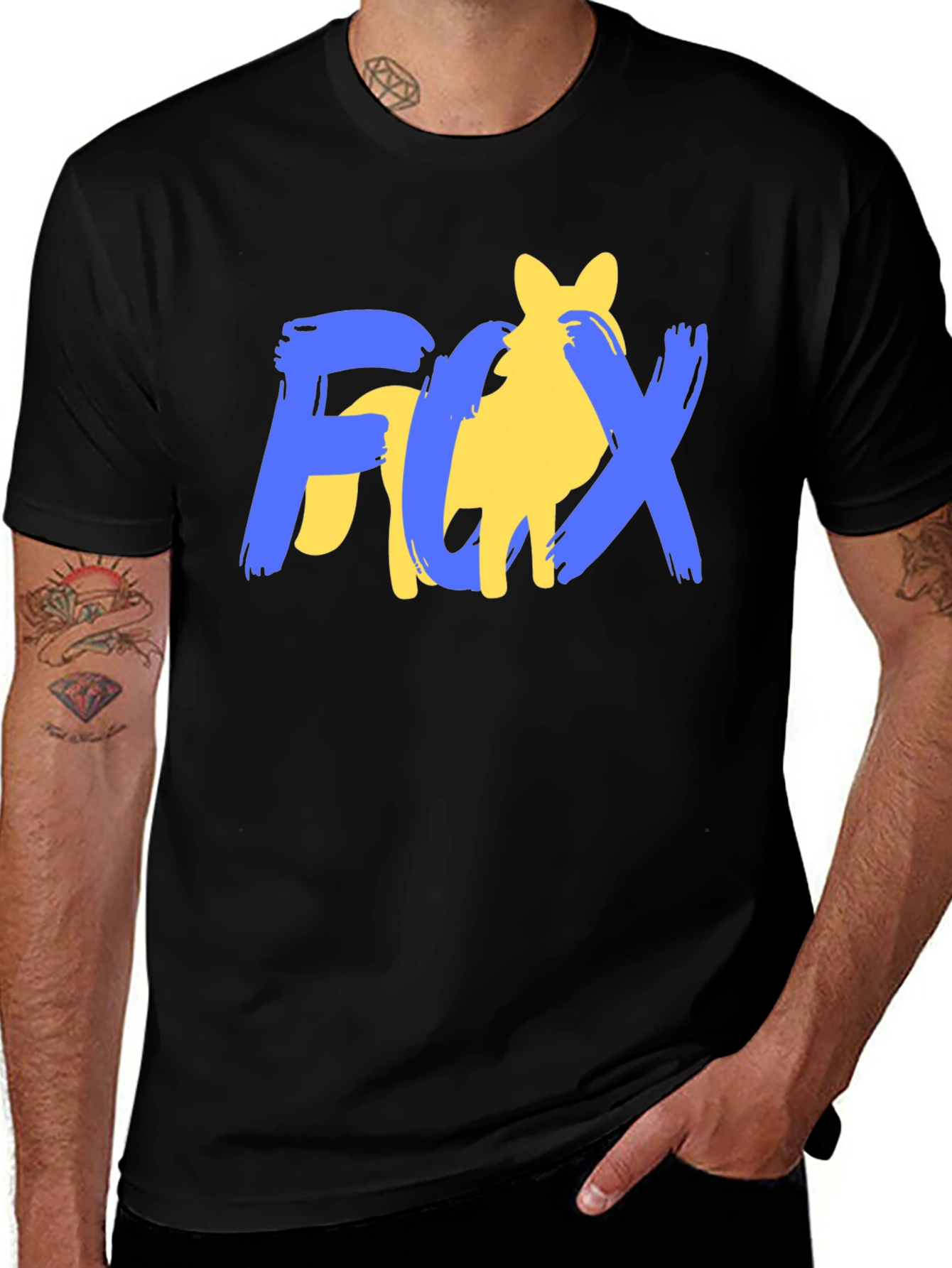 Variant 20 of Fox Graphic Print Men's Black T-Shirt