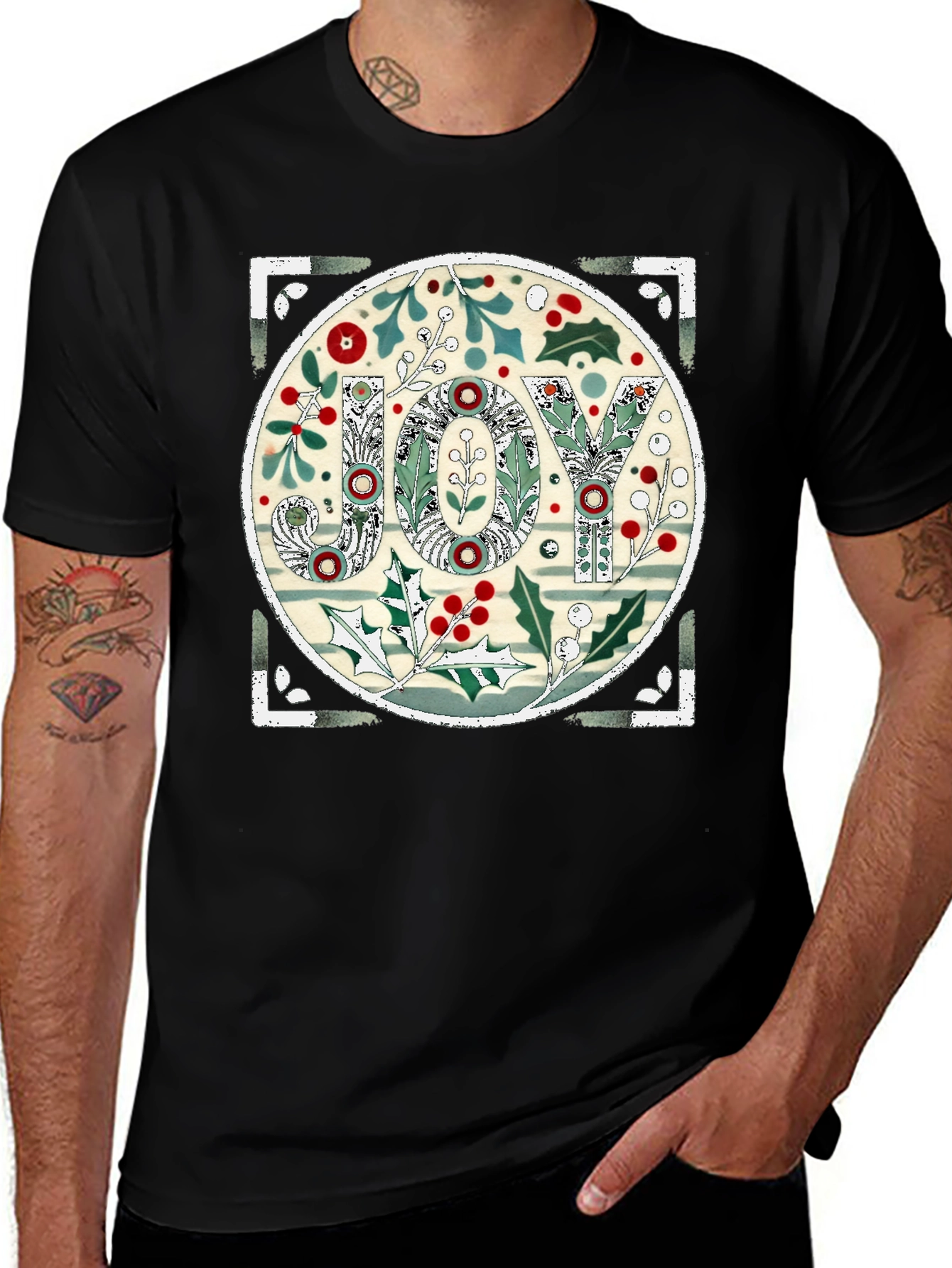 Variant 10 of Festive JOY Graphic Tee - Holiday Cheer
